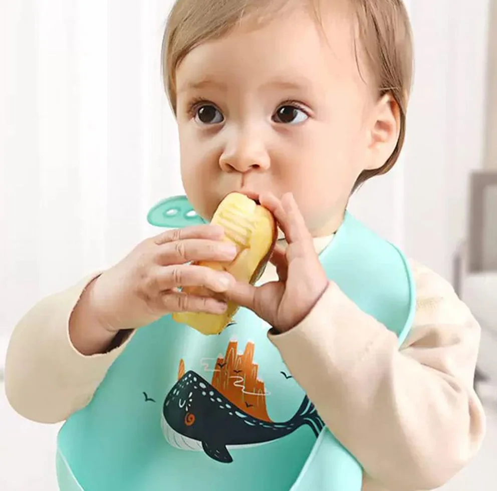 Bavaglino Silicone Impermeabile con Tasca Raccoglipappa 6 Meses a 6 Años Morbido Lavabile Bambini