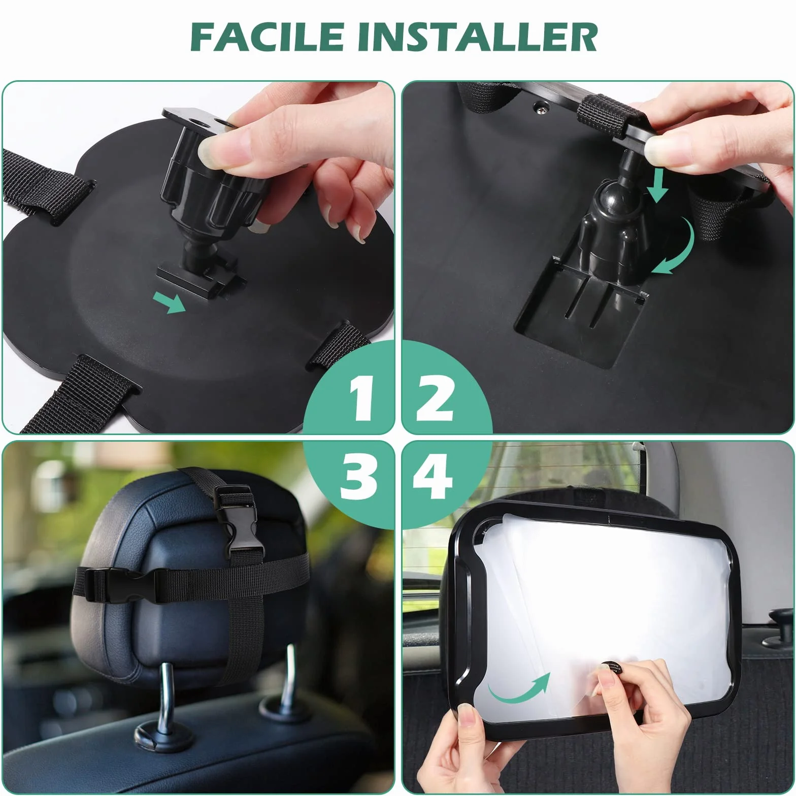 Specchietto Retrovisore Bambini Auto Infrangibile Regolabile 360° Sicurezza