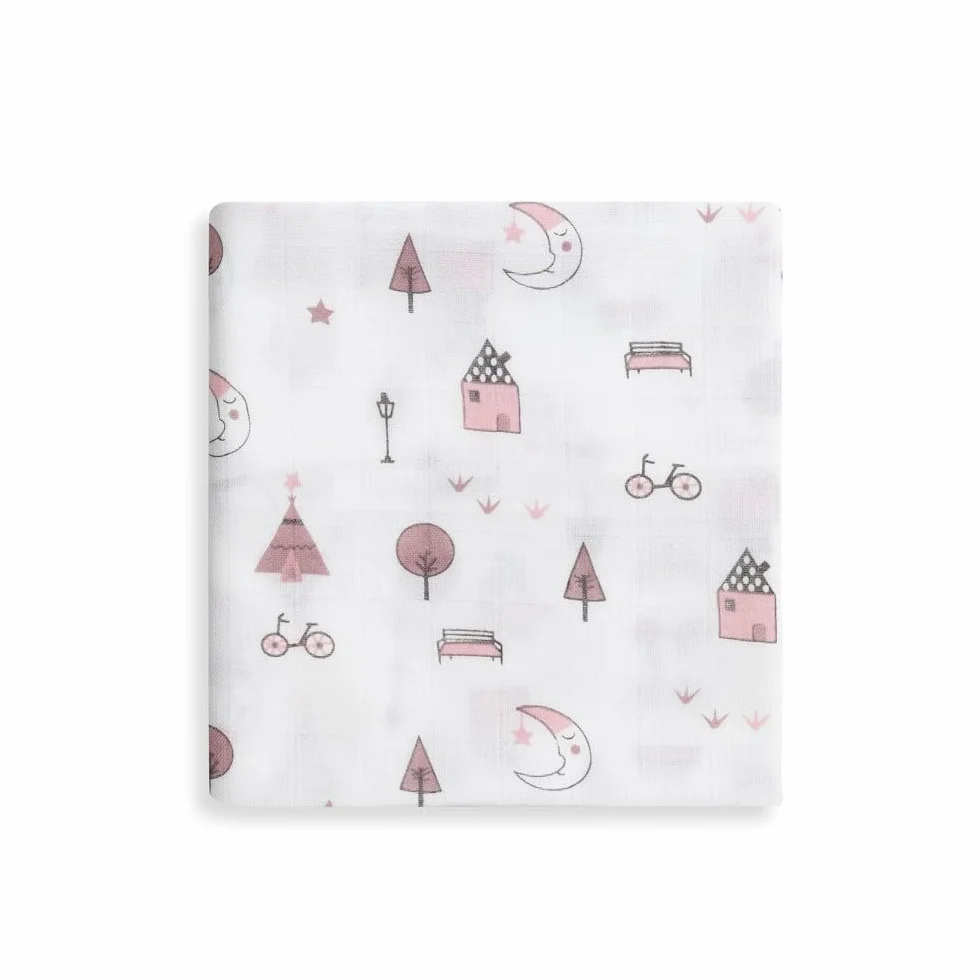 INTERBABY Set di 3 Mussole di Bambù MOON rosa per neonati 55x70 cm