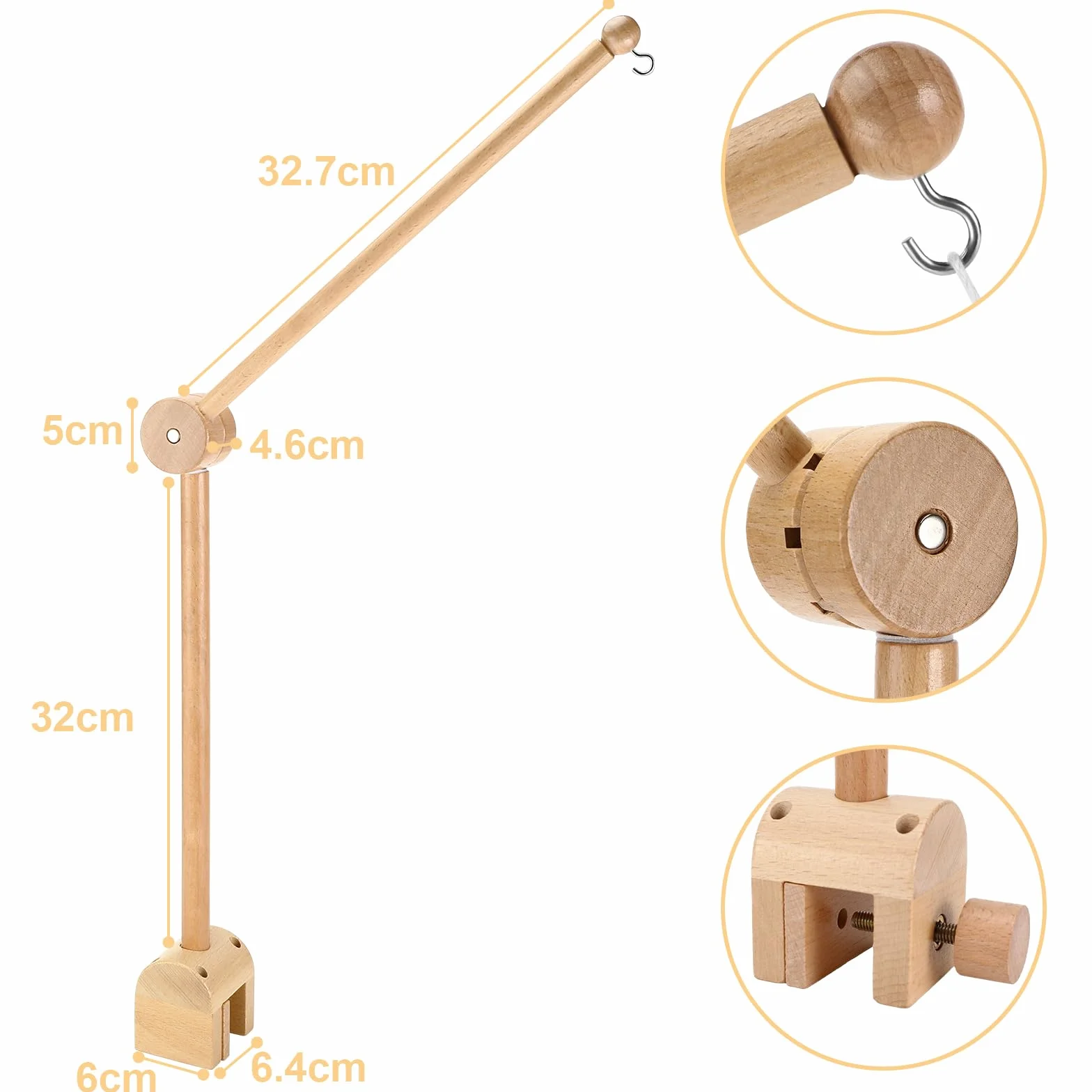 Collazoey Supporto Giostrina Lettino in Legno, regolabile in altezza, per cameretta bambini, lettini e fasciatoi