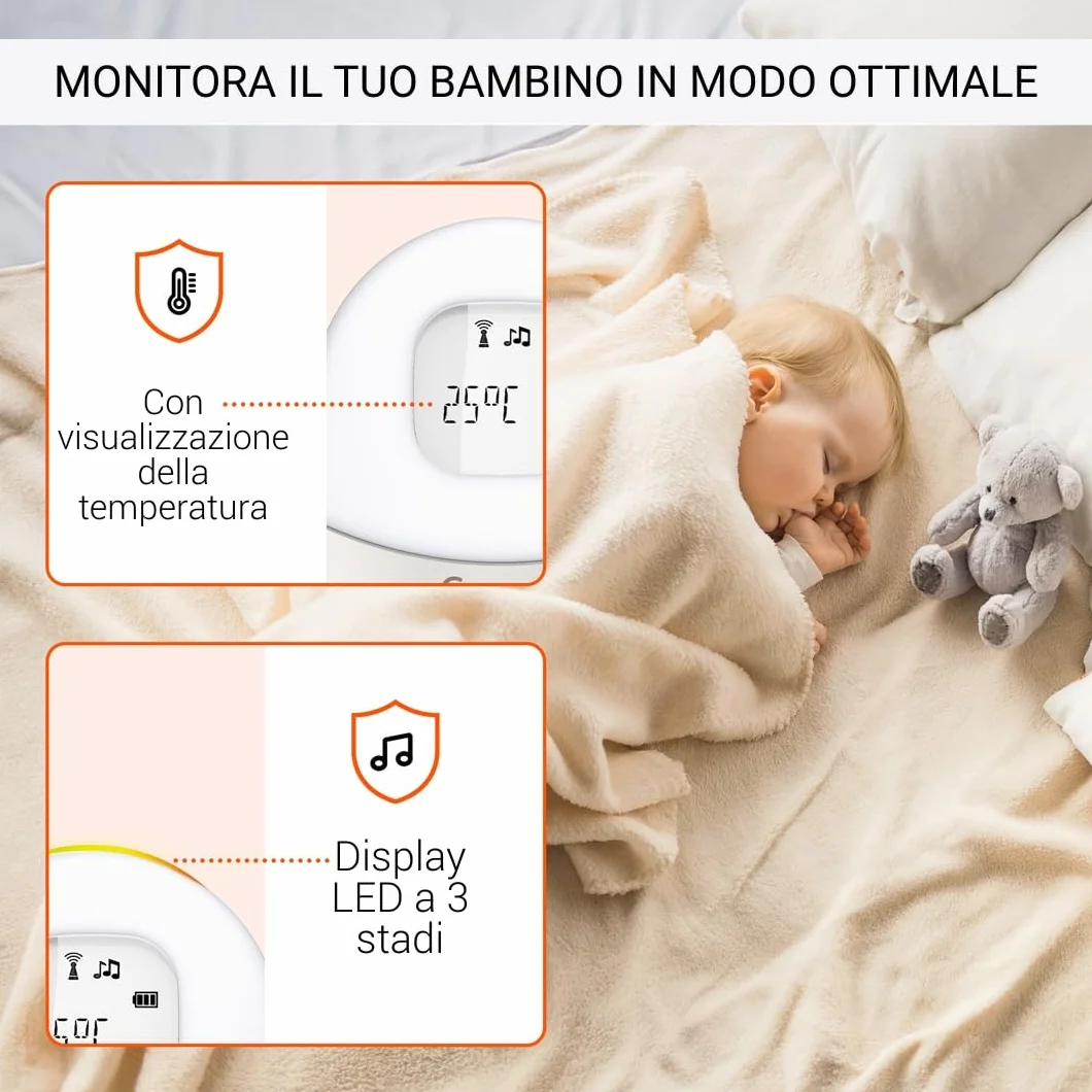 Gigaset BABY 100 Audio Baby Monitor DECT 300m Luce notturna Grigio caldo