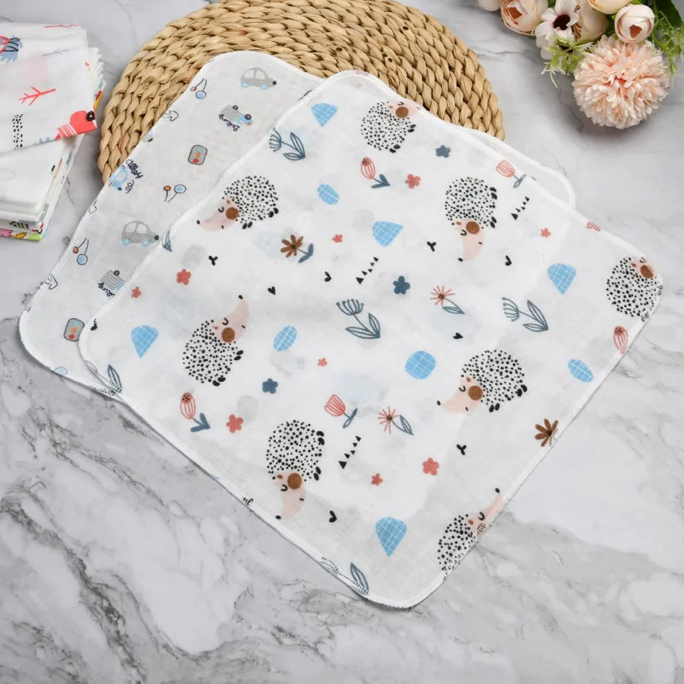 Aolso Mussole Neonato Asciugamani Bambini 30x30cm Cotone 10 Pezzi