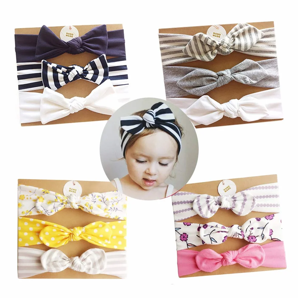 Fasce Capelli Bambine Ragazze Bowknot Elastica 3Pcs Regali Neonate
