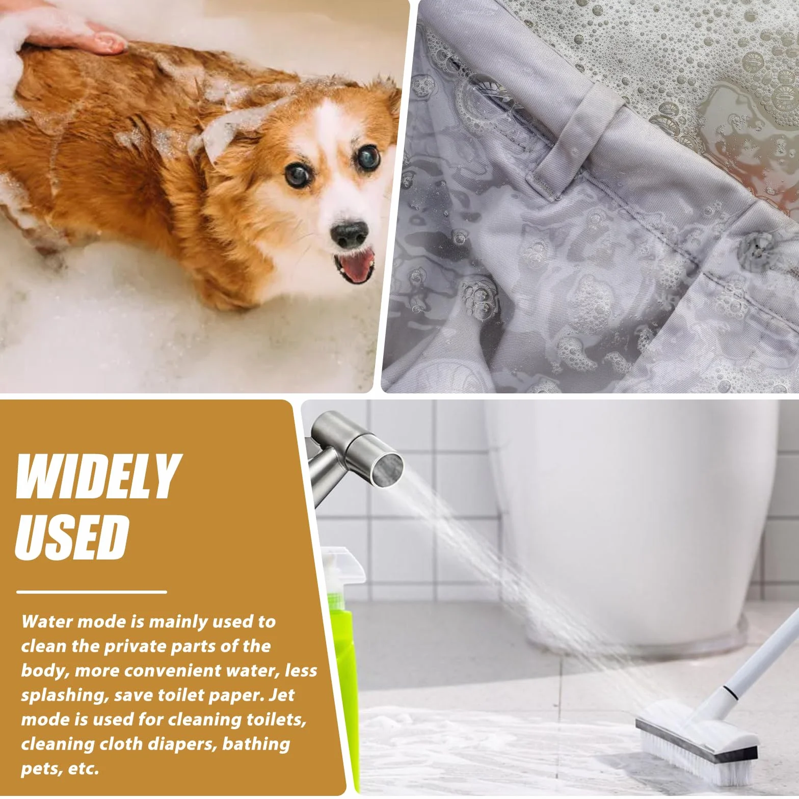 Bidet doccetta a mano in acciaio inox spruzzatore WC kit con erogatore tubo gancio