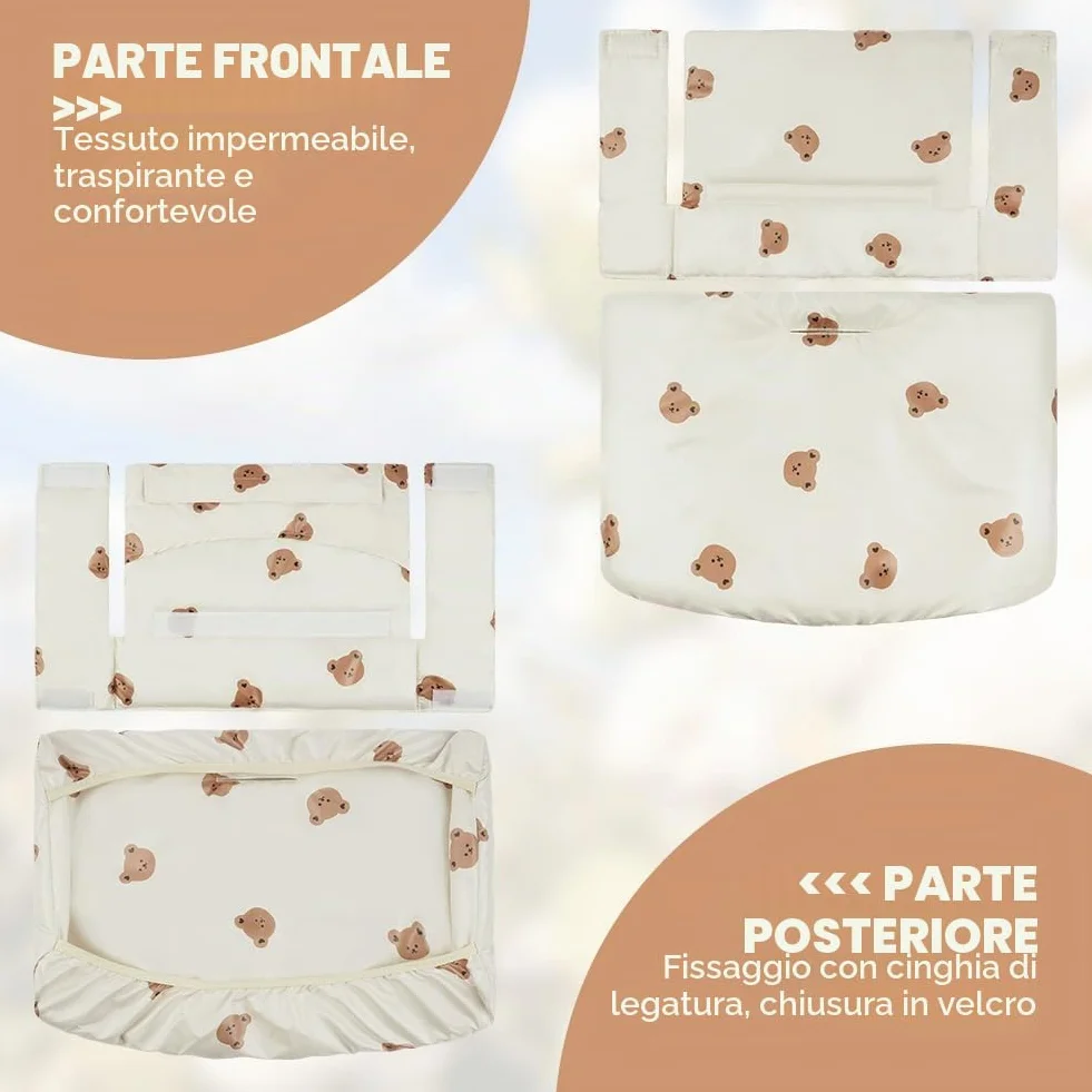 Vicloon Cuscini per Seggiolone Stokke 2 Pezzi Antiscivolo Impermeabile Cotone Beige