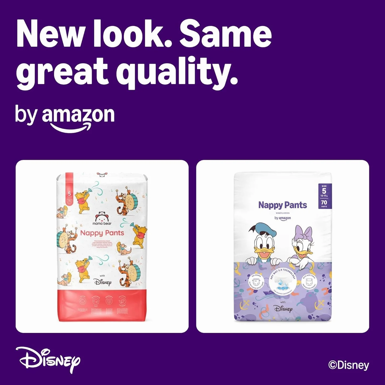 Pannolini Mutandina Disney Taglia 5 (12kg-17kg) 70 Pezzi Bianchi