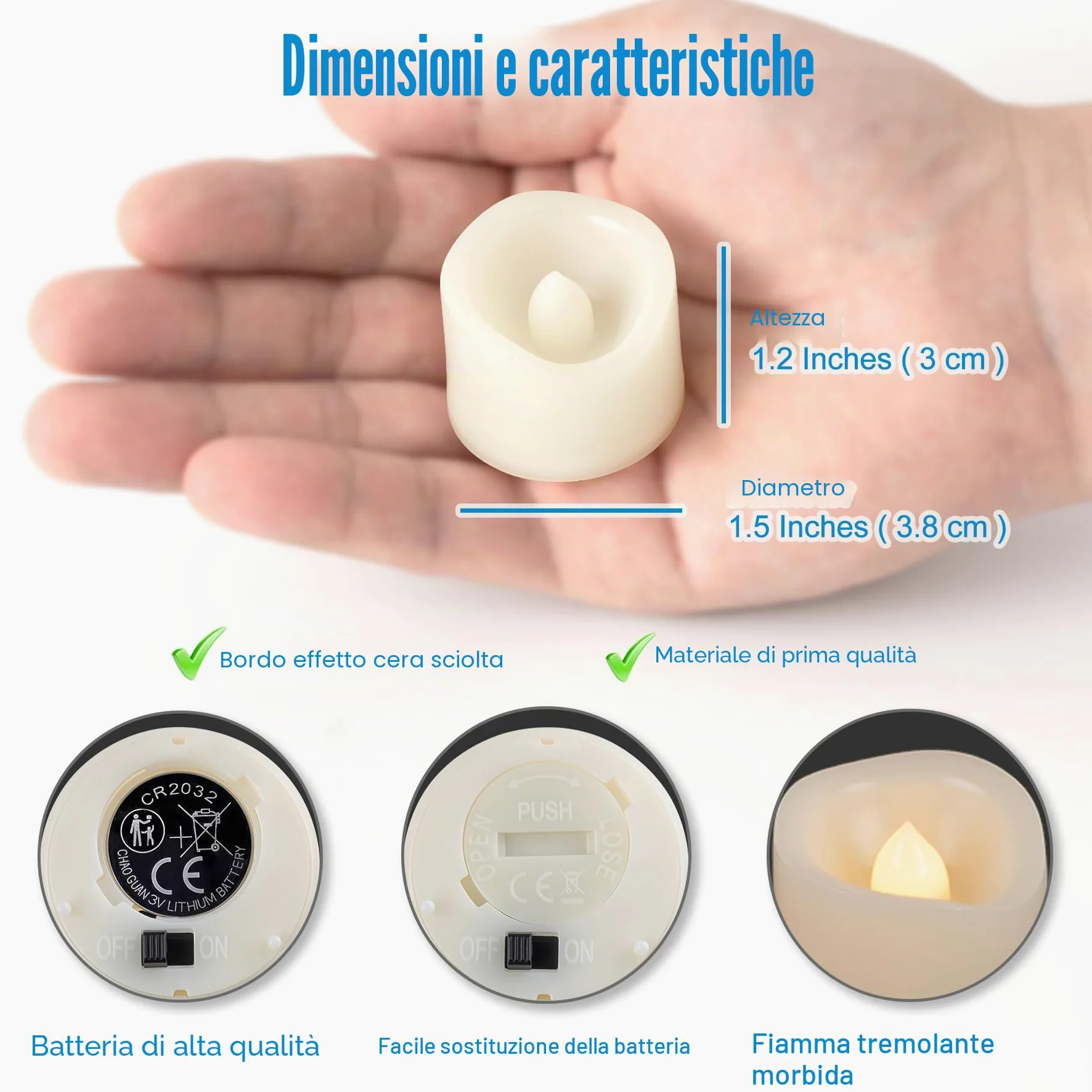 48 pz LED senza fiamma tremolante candela votiva a batteria tremolante tremolante LED candeline sfarfallio sfarfalsi candele per Halloween, Natale, decorazioni per feste di nozze, ecc. (bianco caldo)