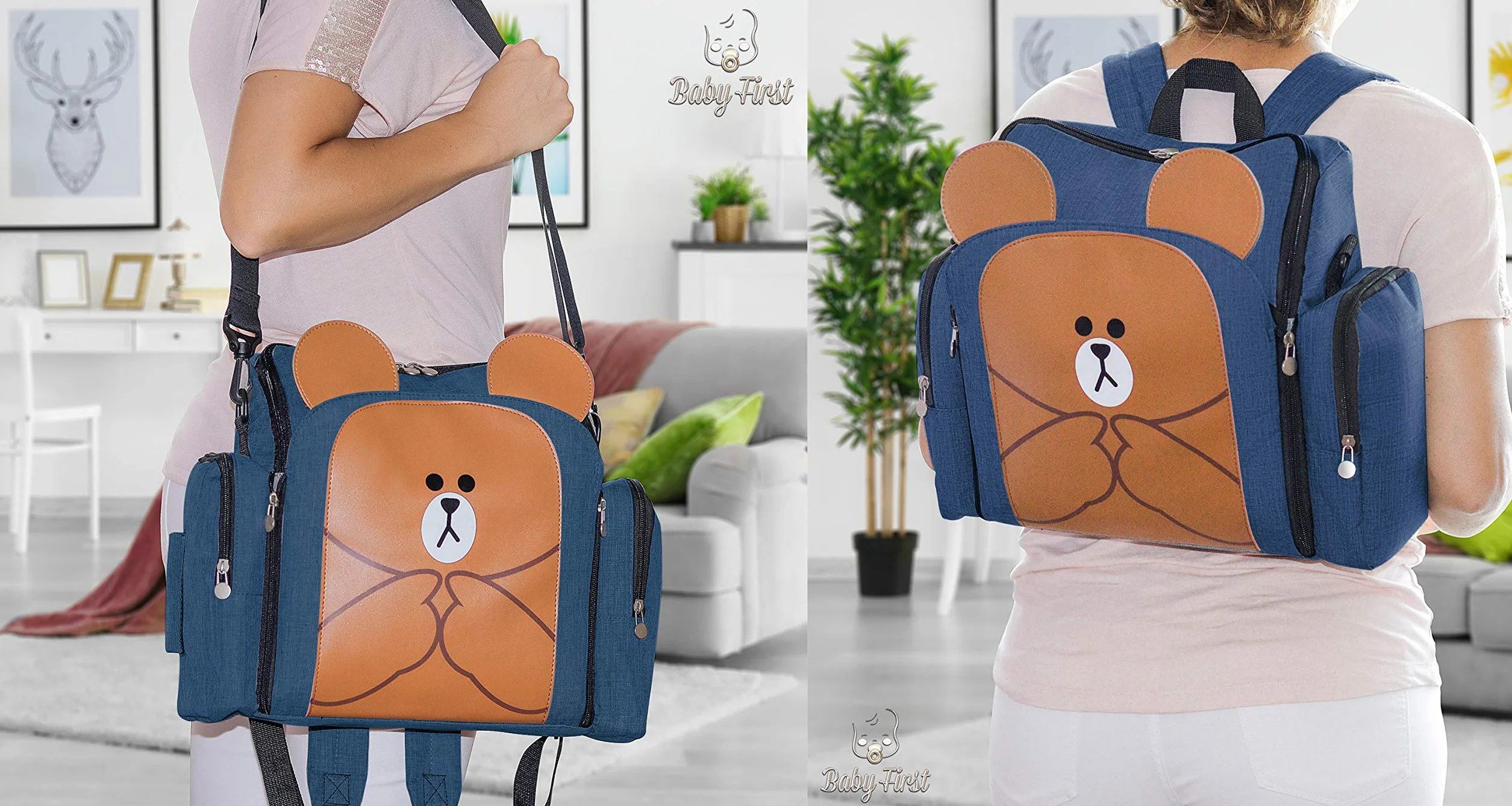 Baby First Alzasedia Bambini da Viaggio 4in1, Borsa Passeggino Termica con Fasciatoio Materassino Portatile, Zaino Mamma Multifunzione, Seggiolone Pappa Portatile, Tessuto Waterproof