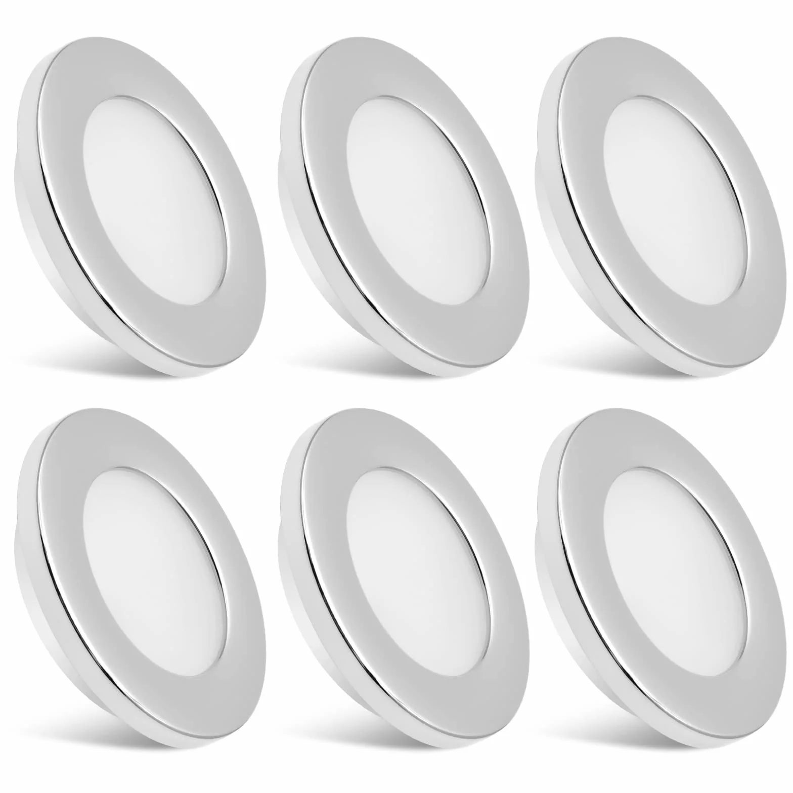 Dream Lighting Plafoniera 12v Faretti LED per Camper Interni Cromato IP44 Bianco Caldo 6 Pezzi