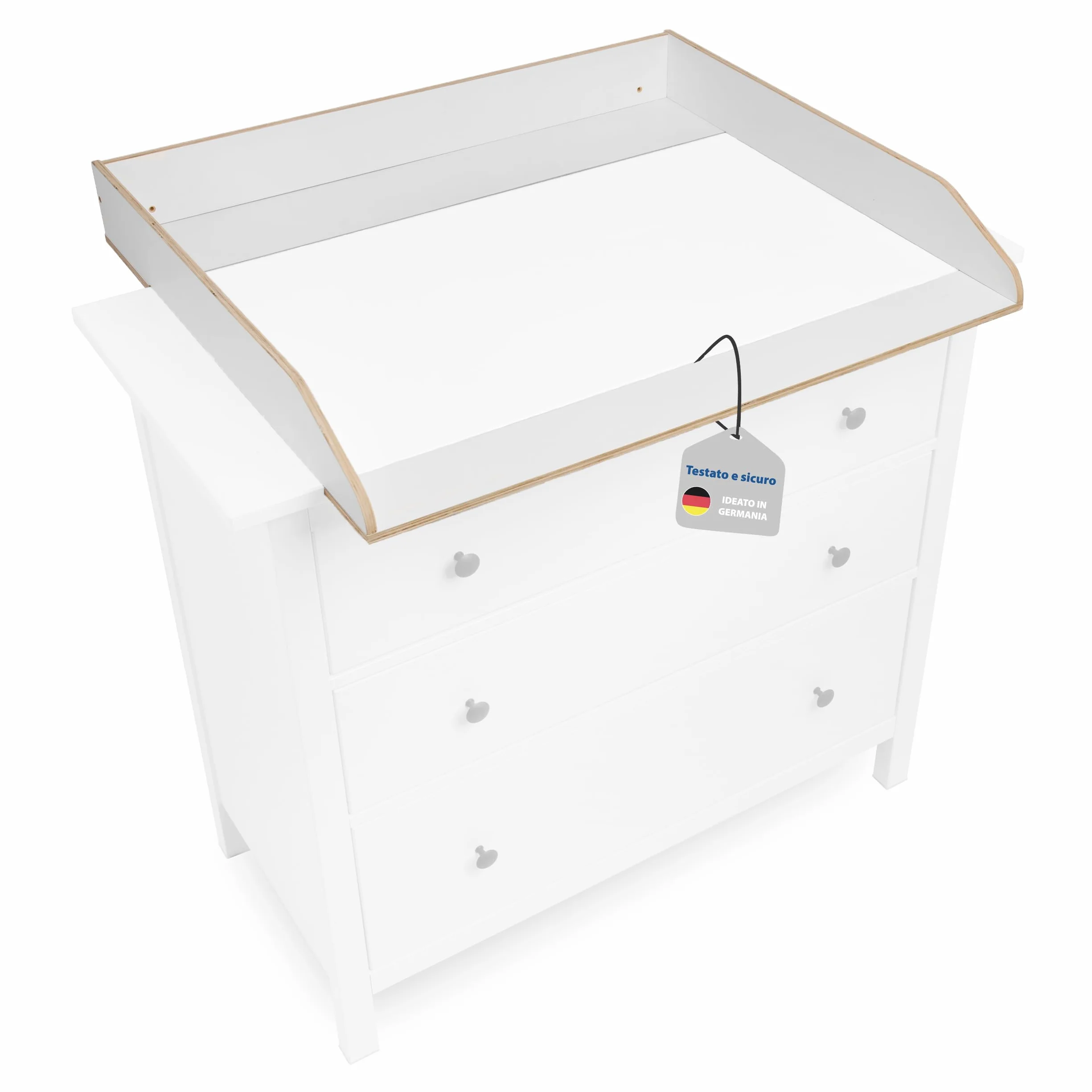 Jonka Piano Fasciatoio per Cassettiera IKEA Hemnes 108 160 cm Legno Naturale Bianco DIN EN 12221
