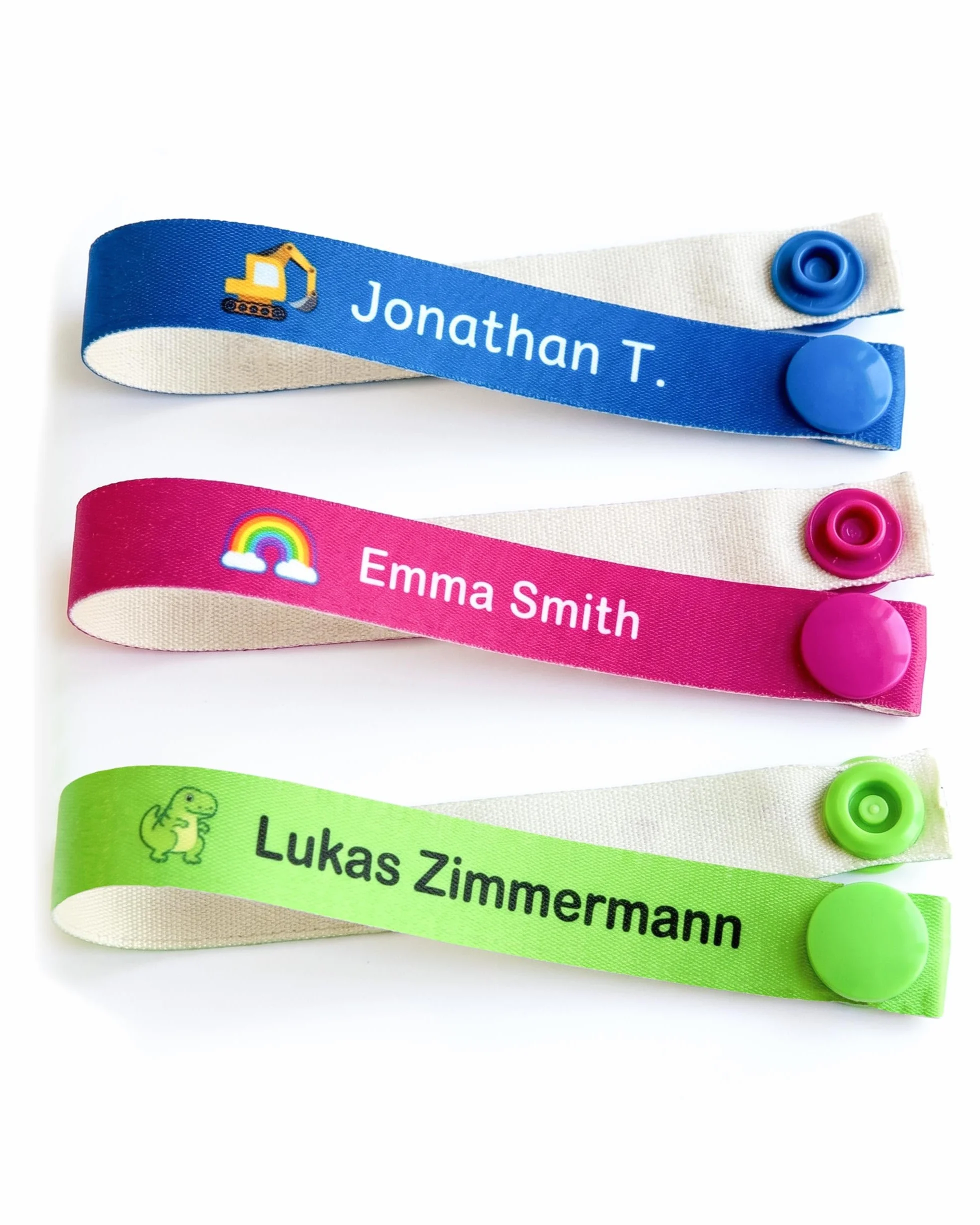 ETIKIDS 6 Cinghie per Appendere Vestiti Bambini Personalizzate con Nome, Etichette in Tessuto per Giacche, Grembiuli e Zaini, Senza Cucire, Lavabili