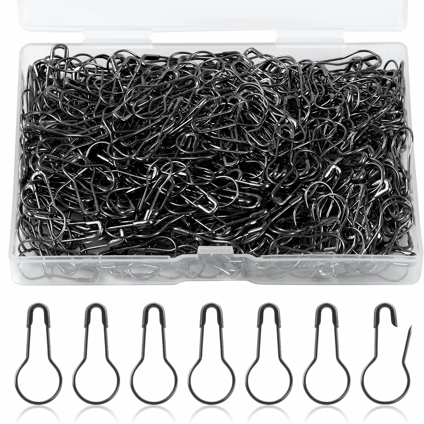 Spille di Sicurezza 22mm Metallo Calabash Pin con Scatola Portaoggetti per Vestiti Fai da te (Nero)