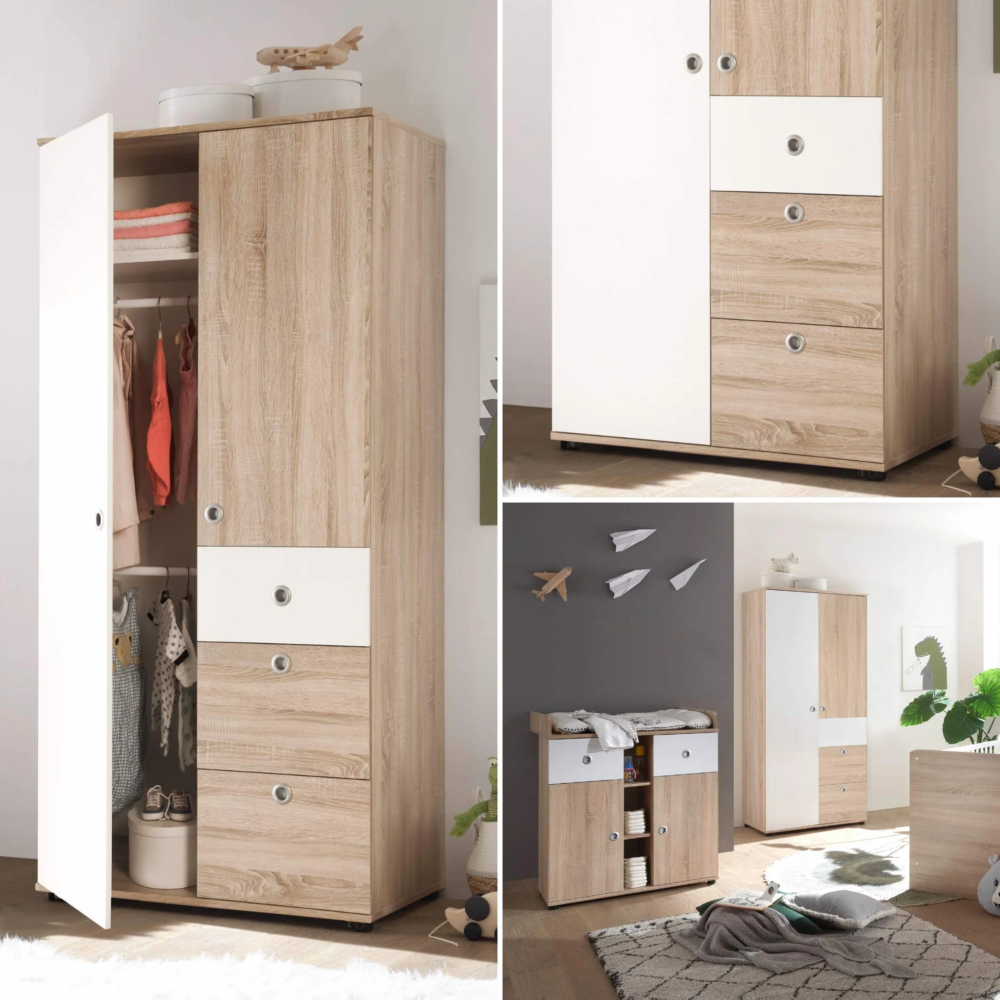 Elegante armadio per bambini a 2 ante simil rovere Sonoma 90 x 191 x 53 cm