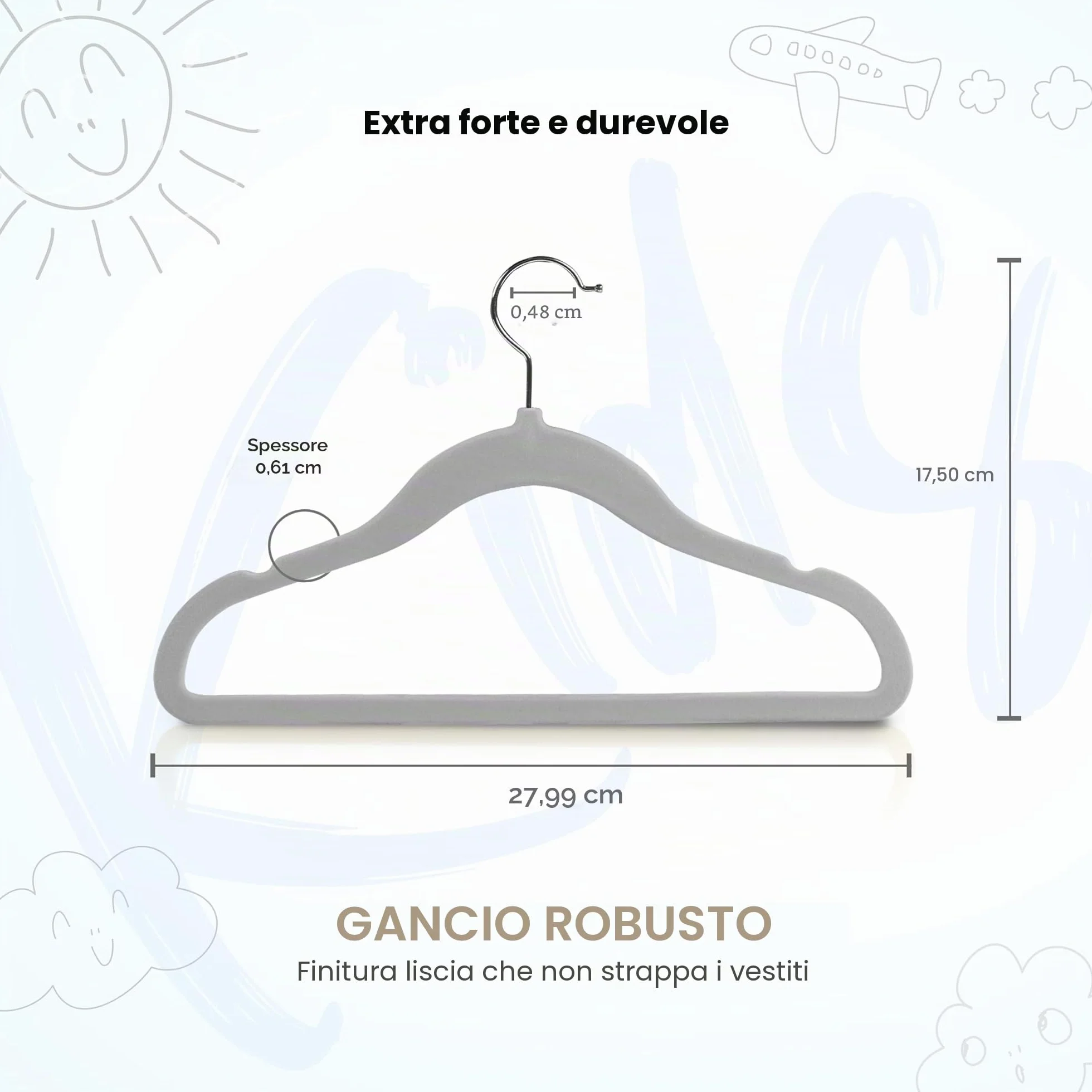 Utopia Home Grucce per bambini in velluto 28 cm Grigio Confezione da 30