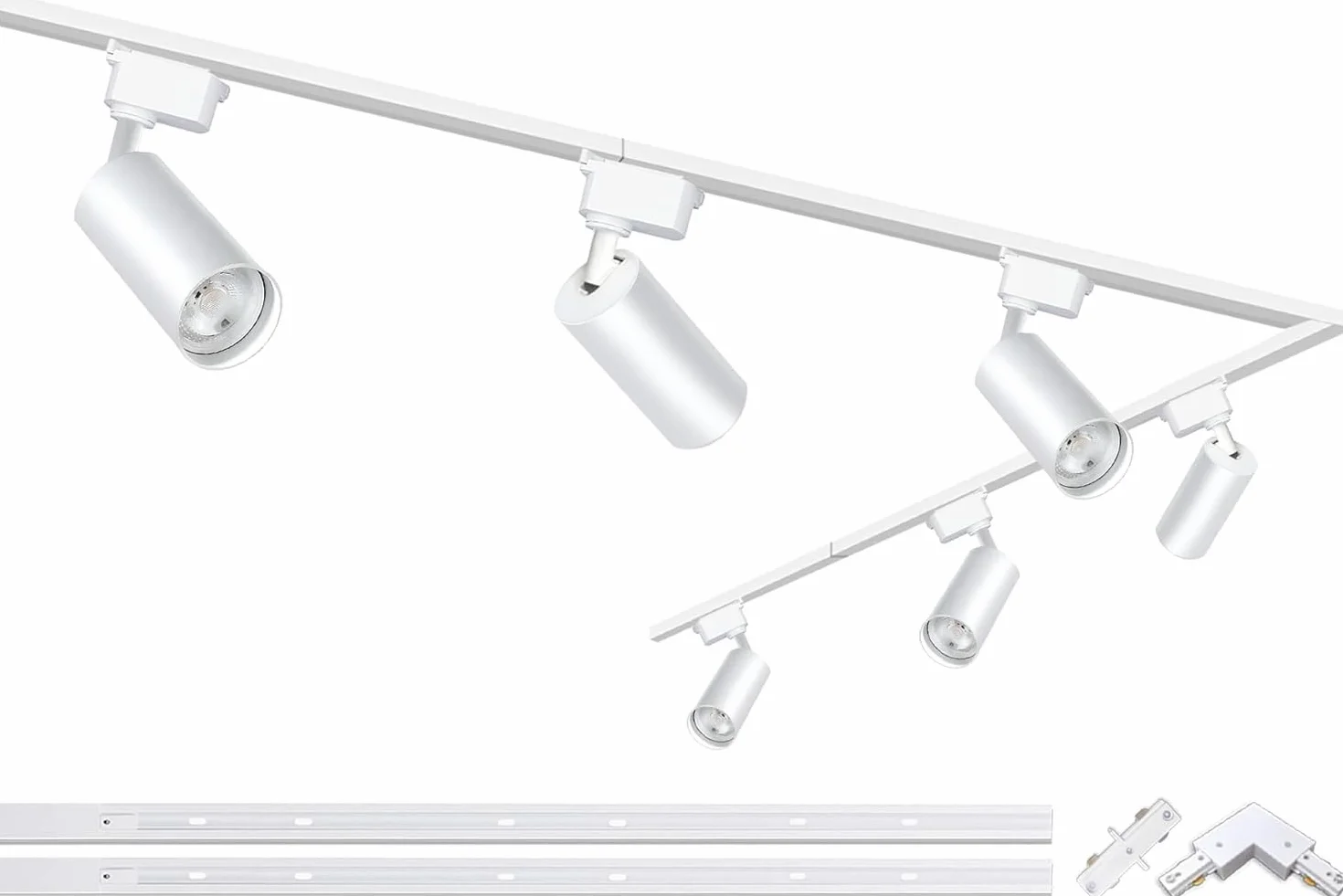 Kit di 6 faretti a LED a forma di H, con binari aggiuntivi da 2 m, 20 W, 6000 K, luce bianca fredda, per interni