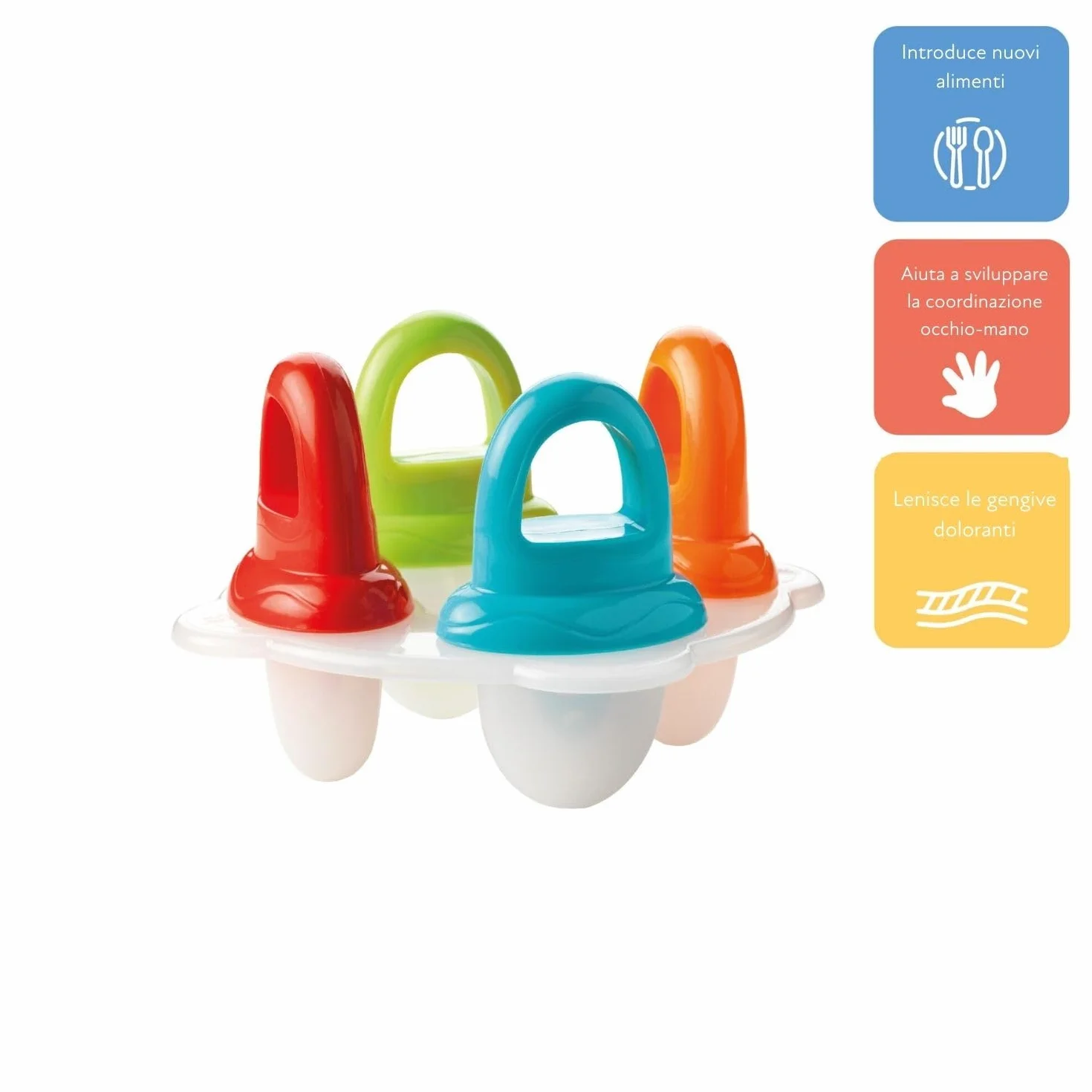Nuby Polipropilene 4 Stampi per Ghiaccioli e Gelati Riutilizzabili per Bambini 6+ Mesi Multicolore