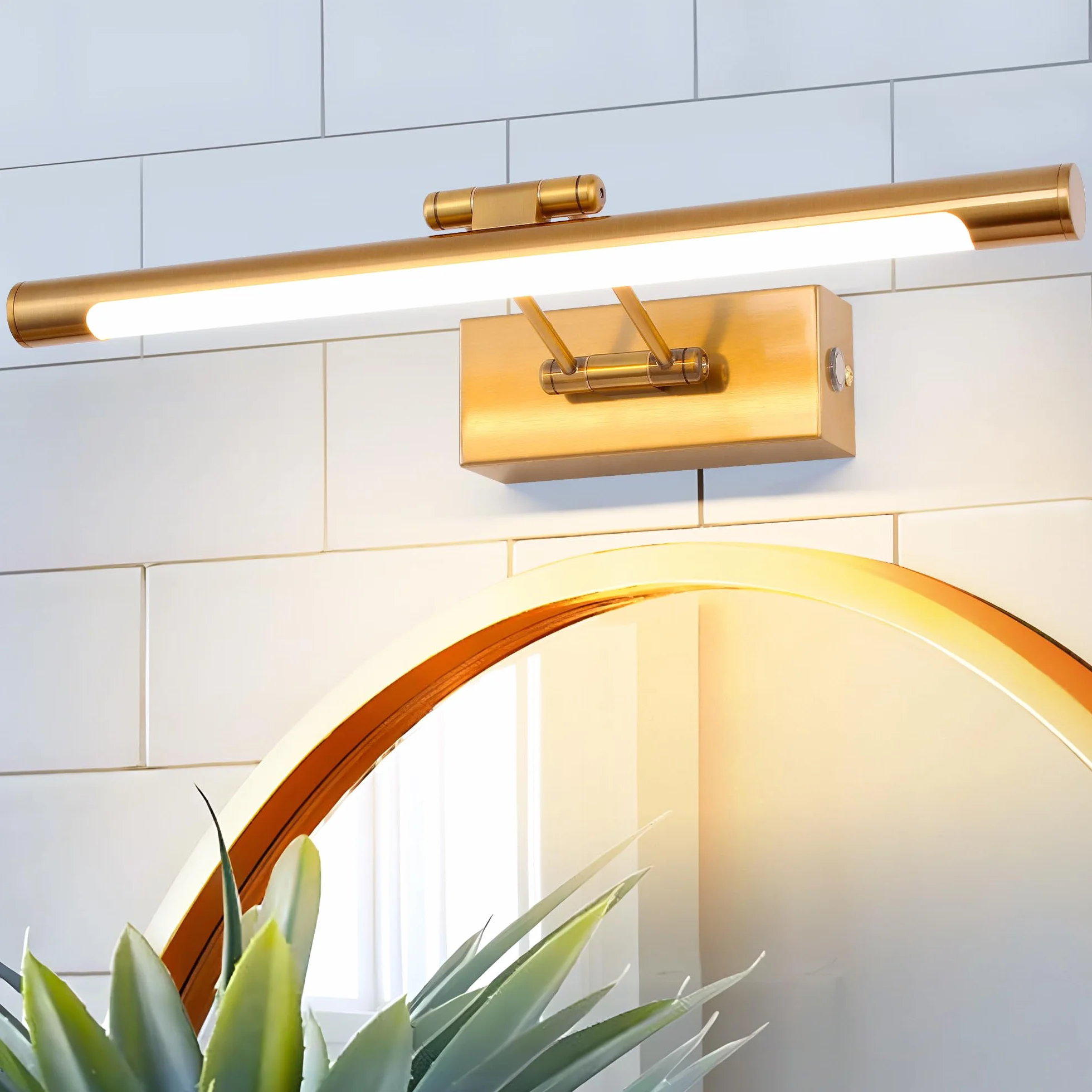 MantoLite Dimmerabile Lampade da Parete per Interni 8W,40CM Ottone Specchio da Bagno LED Applique da Parete con Testa Della Lampada Girevole per Camera da letto, 3000K 900LM Hotel Restaurant Lampada