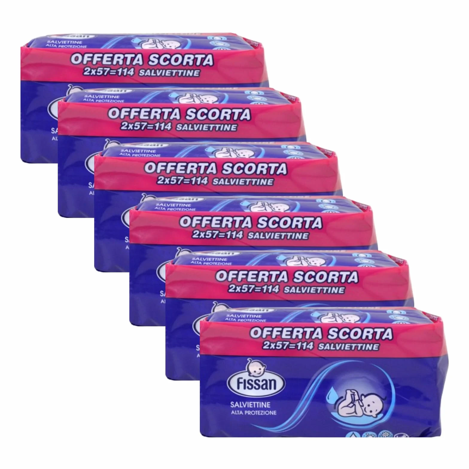 FISSAN Salviettine Alta Protezione Neonati Bambini 96% Ingredienti Naturali Zinco 12 Confezioni 684 Pezzi