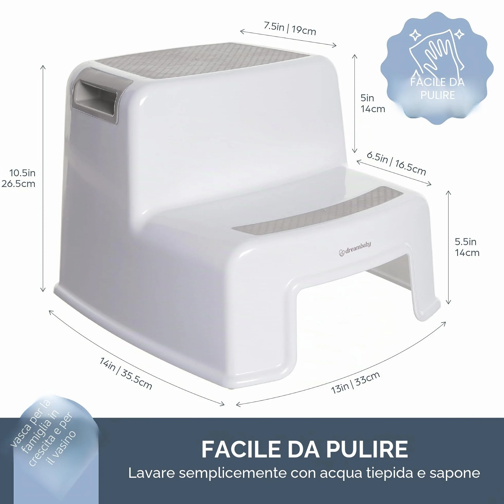 Dreambaby Sgabello Due Gradini Bianco Grigio
