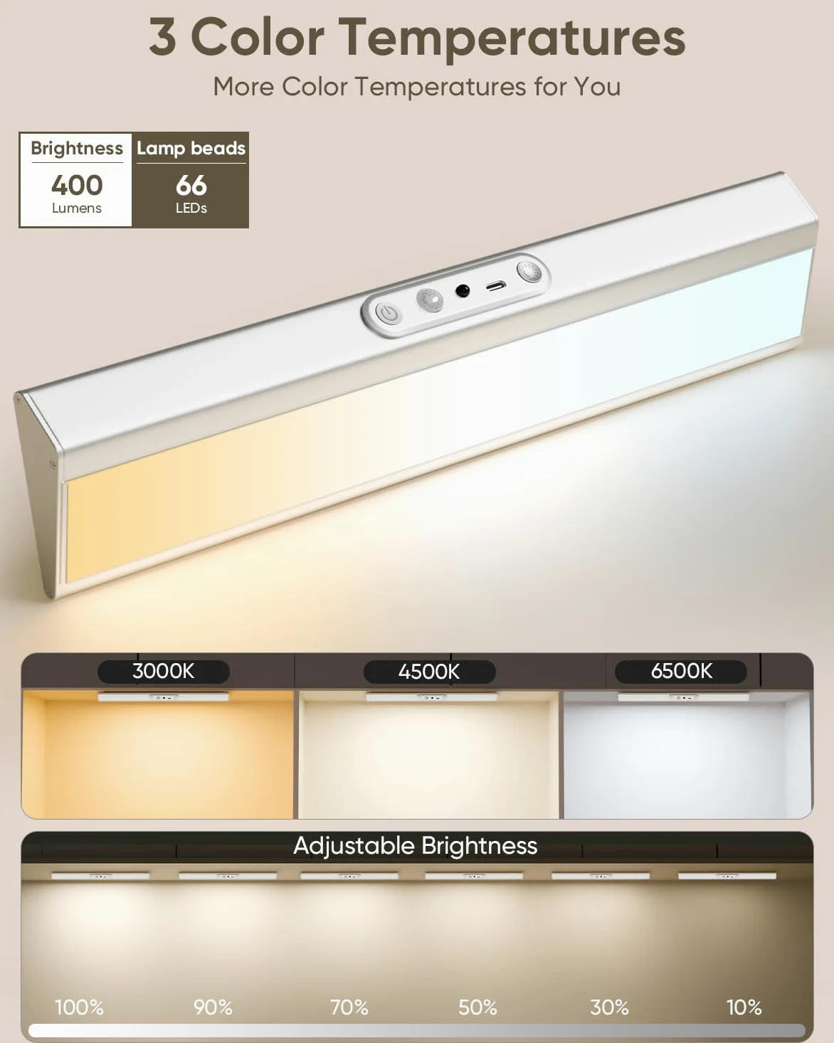 Luci con sensore di movimento per armadio, protezione degli occhi, illuminazione wireless con telecomando, 3 temperature di colore e dimmerabili, illuminazione magnetica a LED ricaricabile per cucina