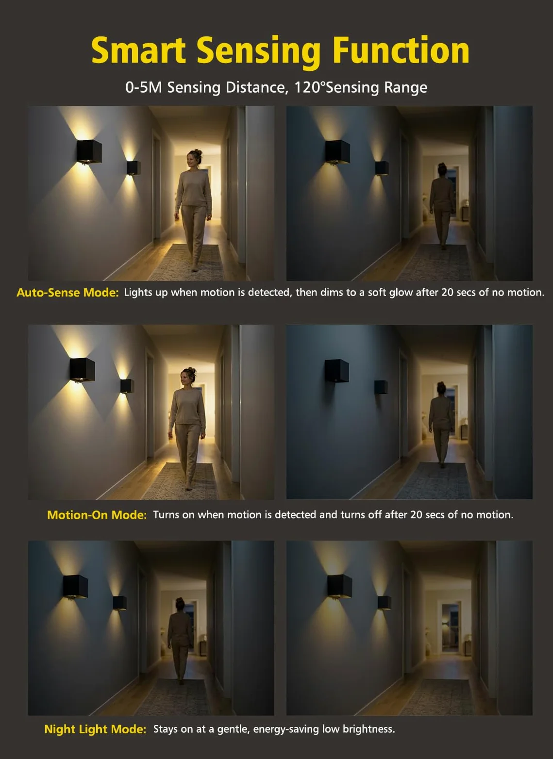 T-SUN 4 Pezzi Applique a Muro con Sensore di Movimento con Telecomando, 3 Modalità Lampada da Parete Ricaricabile Senza Fili, Applique a Muro Alto e Basso con Timer per Interni/Esterni