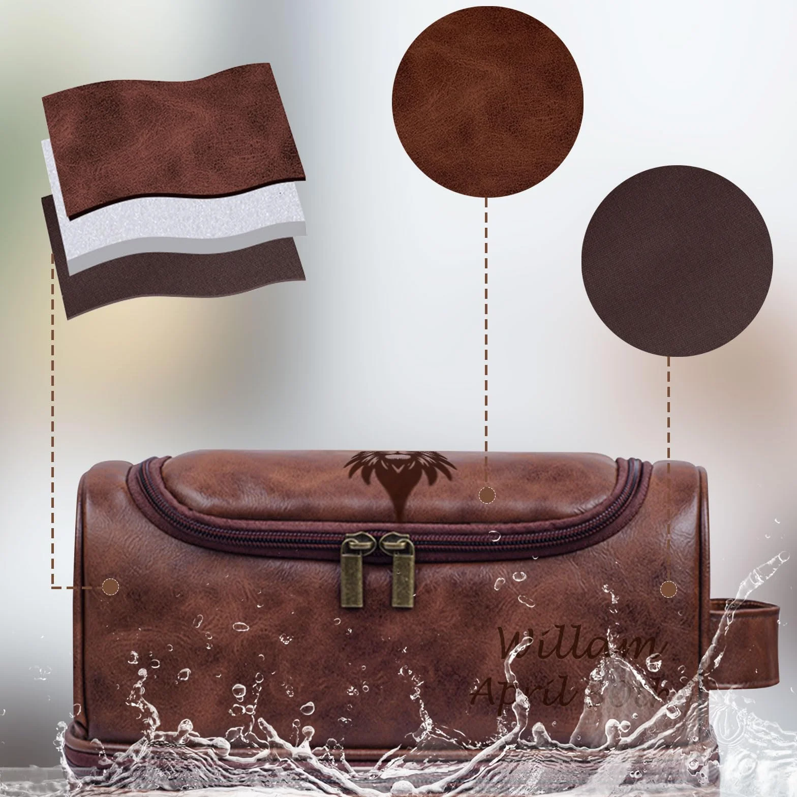Borsa da toilette personalizzata in pelle per uomo, viaggio, barba, regalo per fidanzato marito papà