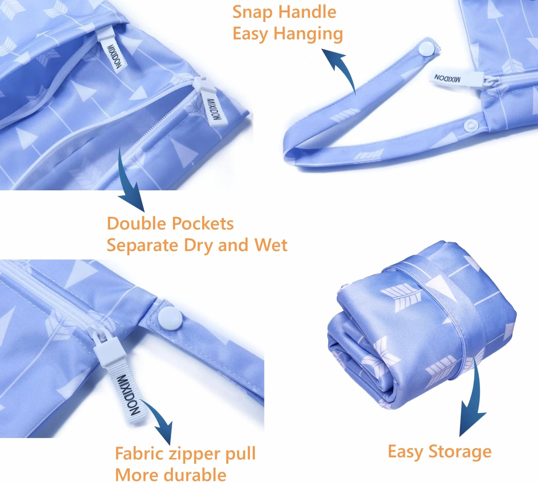 Wetbag Borsa per Pannolini Lavabili Impermeabile con Doppia Cerniera Wet Dry Bag, Viaggi Spiaggia Piscina Gym, Pattern 11
