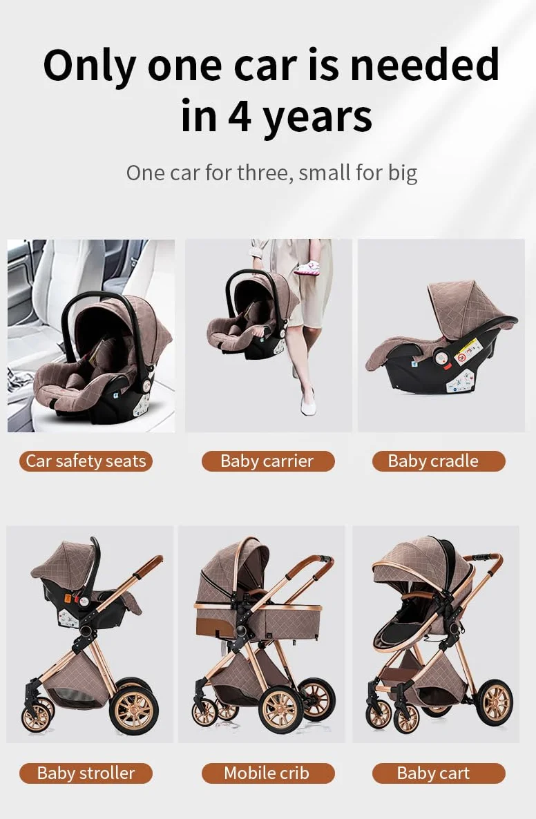 GLOKID Passeggino 3 in 1 Trio Portatile con Navicella, Adattatori Universali, 4 Ruote con Ammortizzatori, LV9 Nero