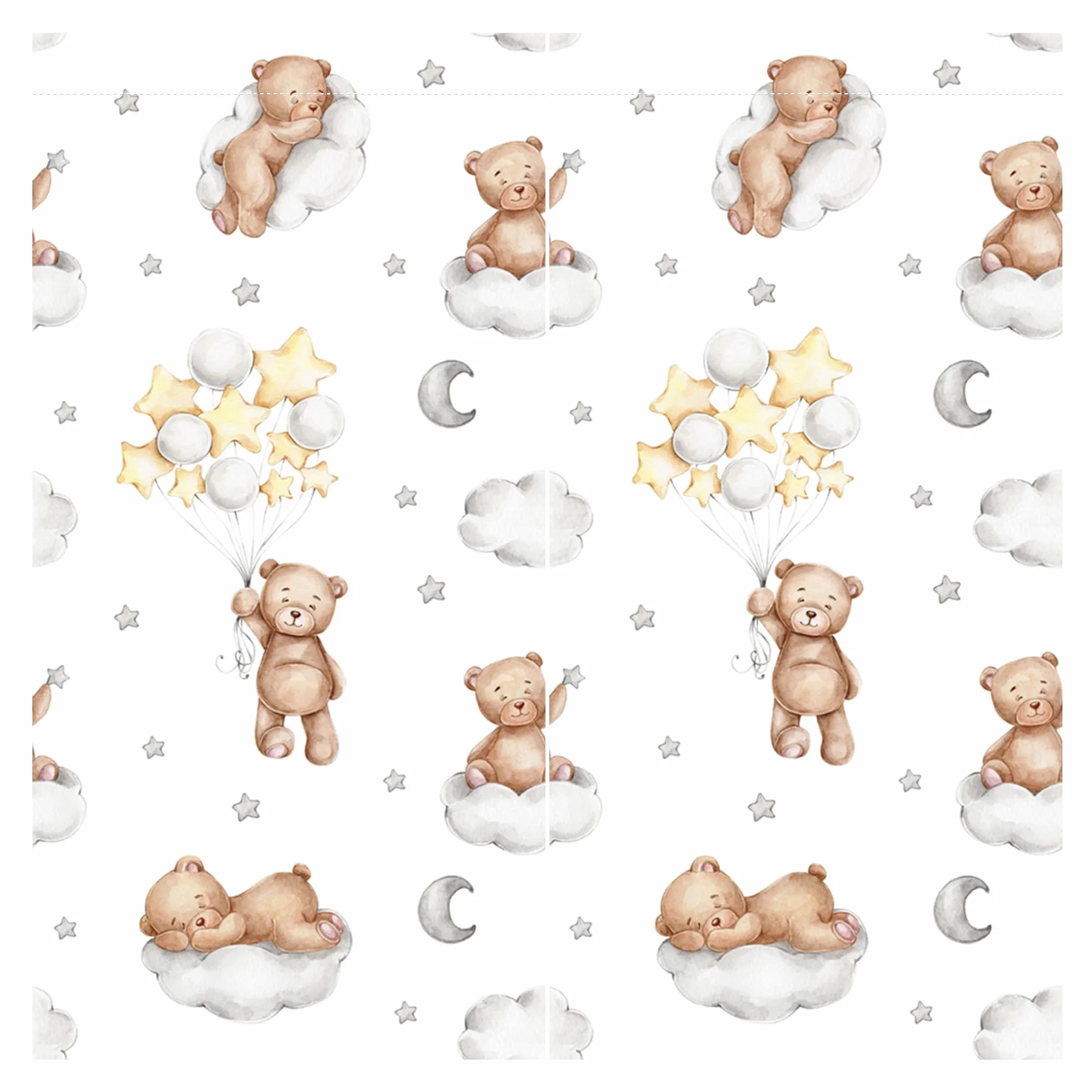 Tende a tema orso per bambini kawaii con tasca per asta decorazione camera da letto