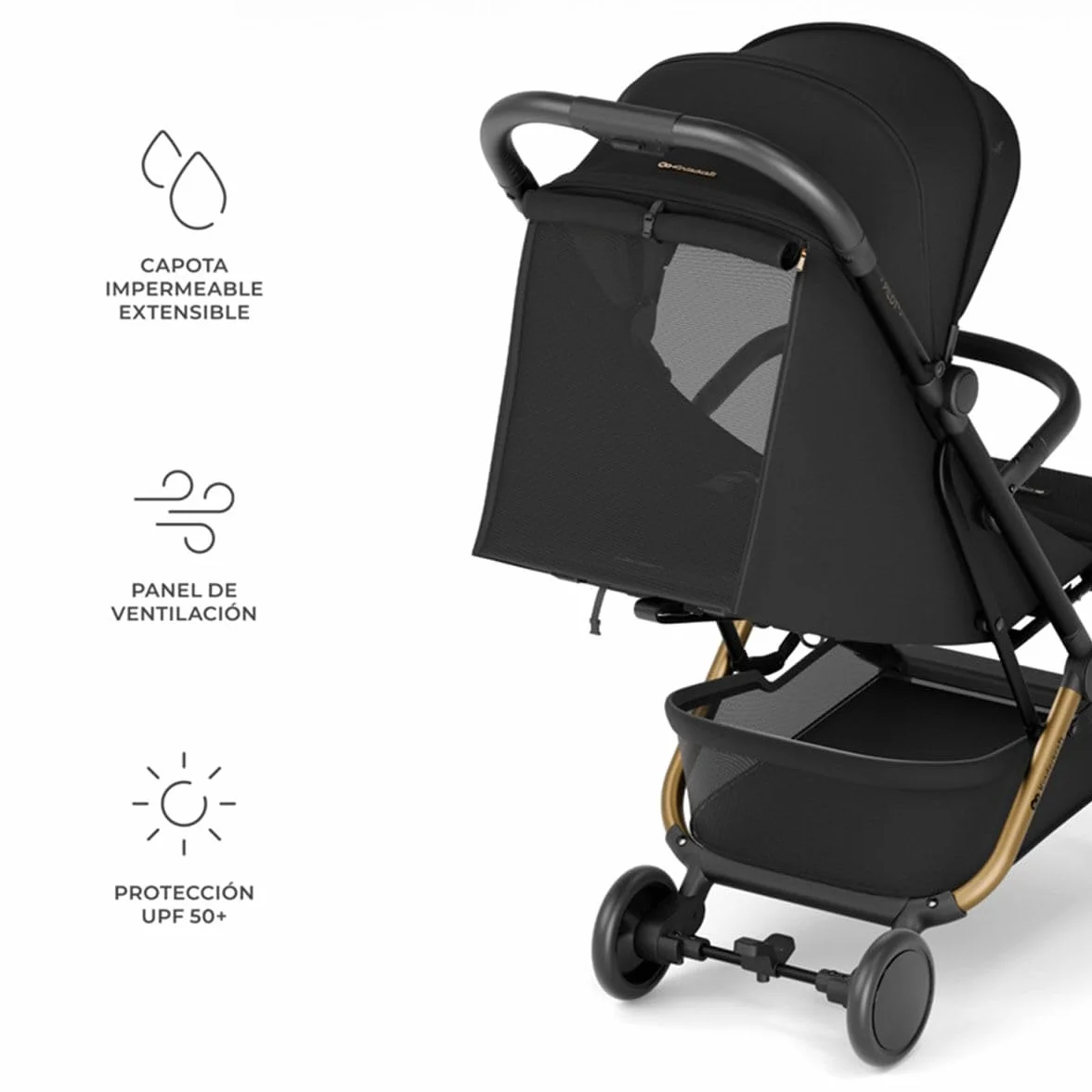 Kinderkraft PILOT 2 Passeggino Leggero Pieghevole UPF 50+ Cinture 5 Punti Nero