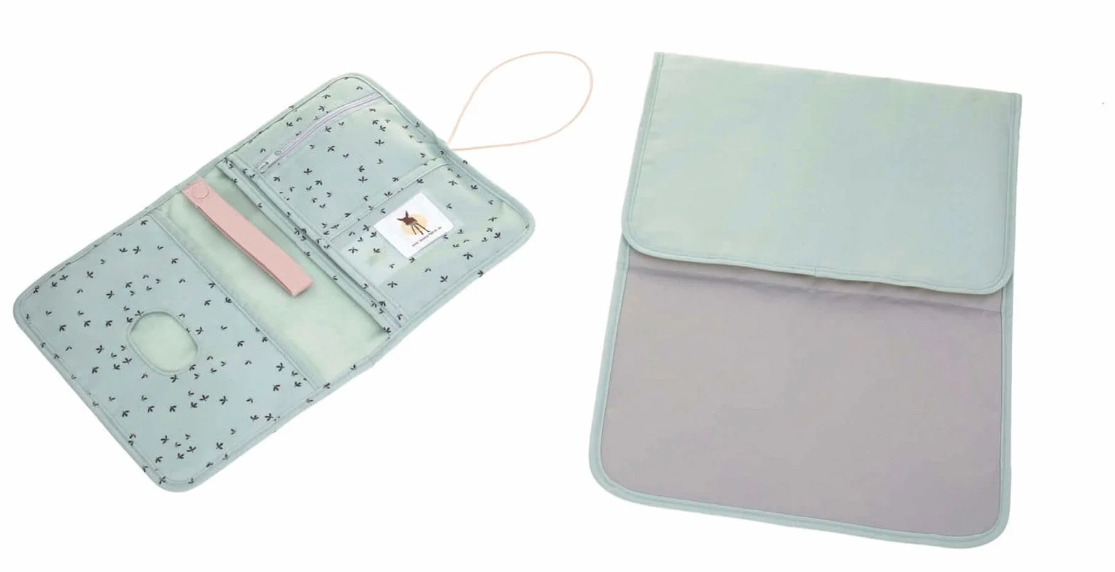 LÄSSIG Borsa per pannolini con fasciatoio e scomparto salviette Cambiare Pouch Floral Mint