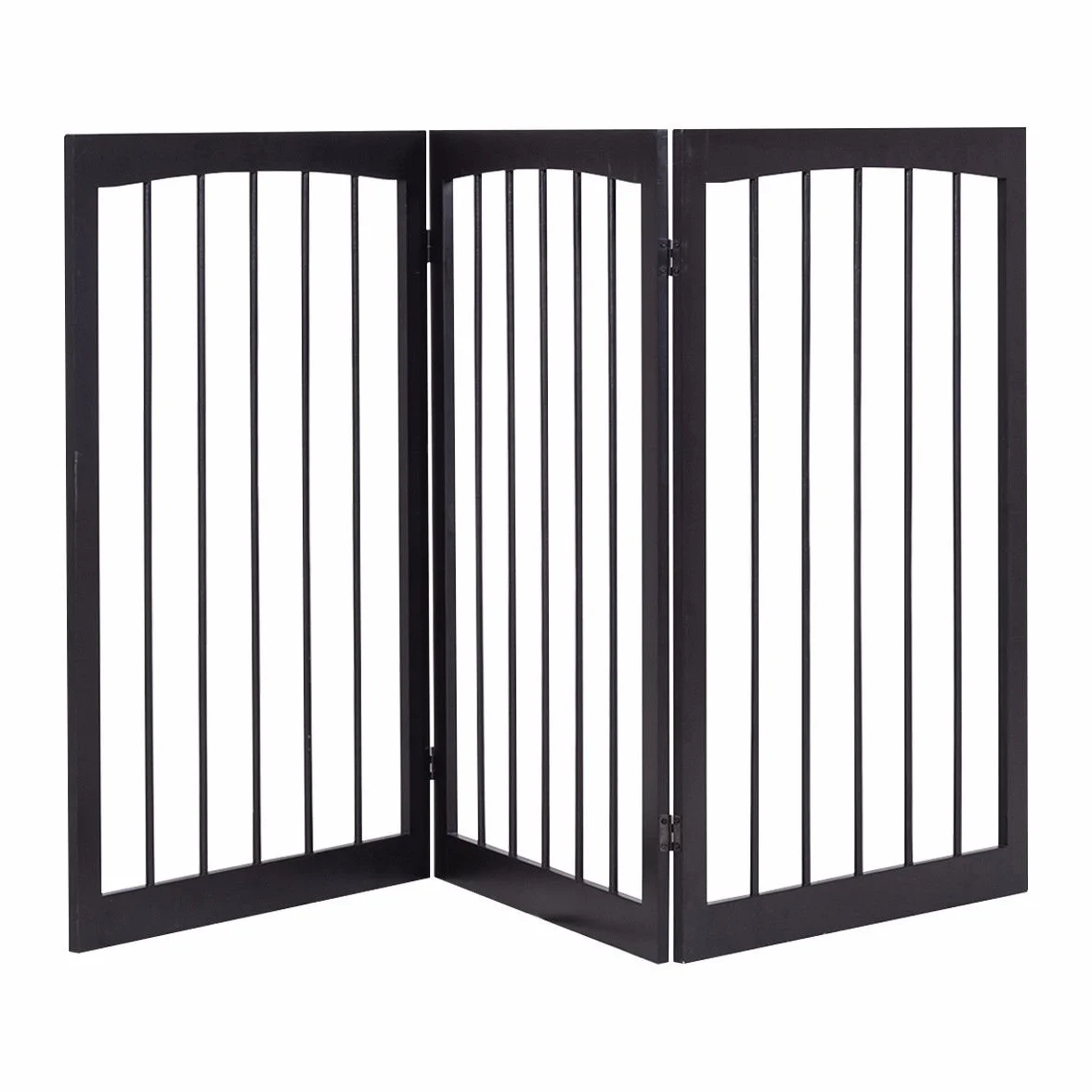 COSTWAY Cancelletto per Cani Pieghevole in Legno 3 Ante 160 x 76 cm Marrone