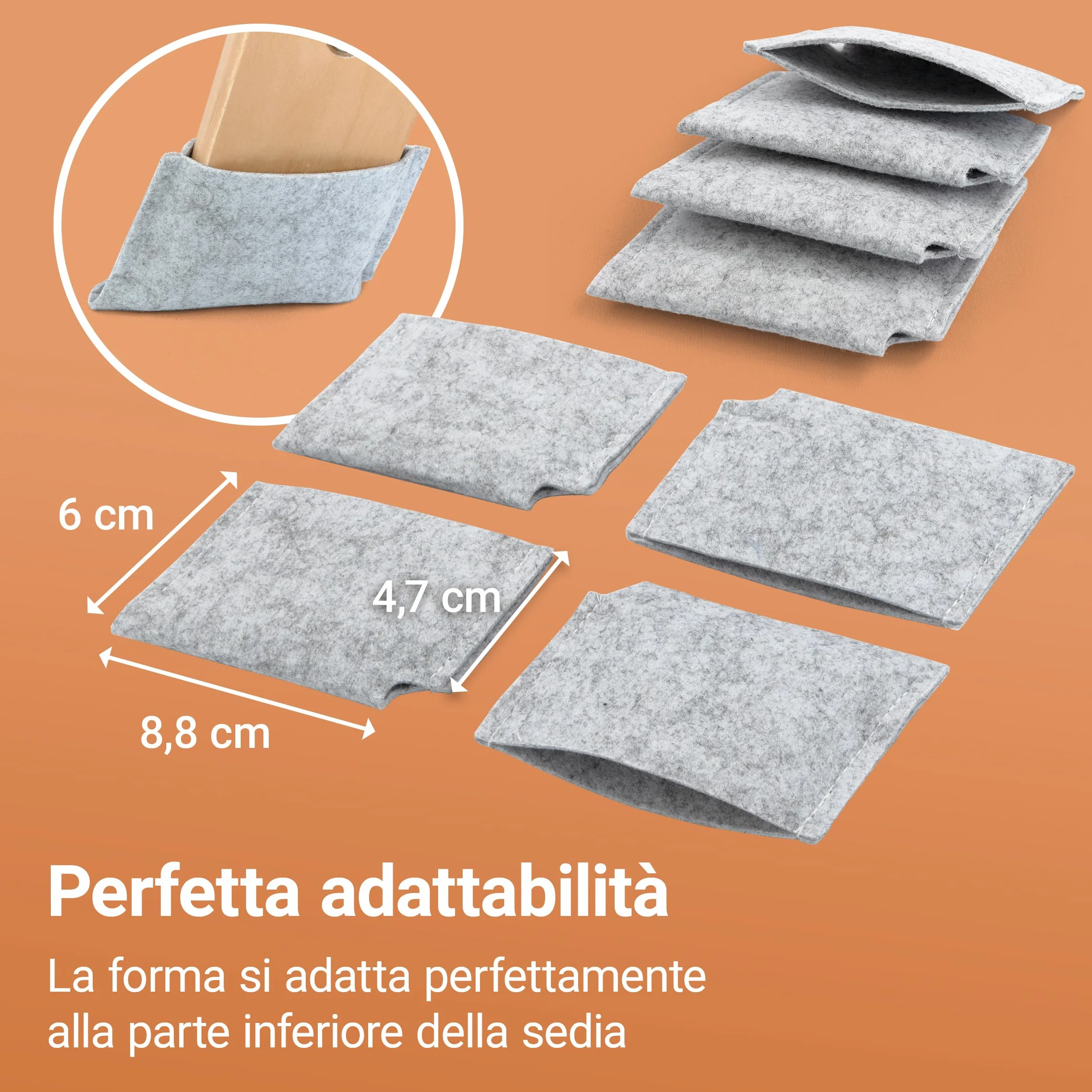 LaLoona Set Feltrini per Seggiolone 4 Protezioni Pavimento Compatibili con hauck Alpha Beta roba Sit Up Antigraffio Grigio