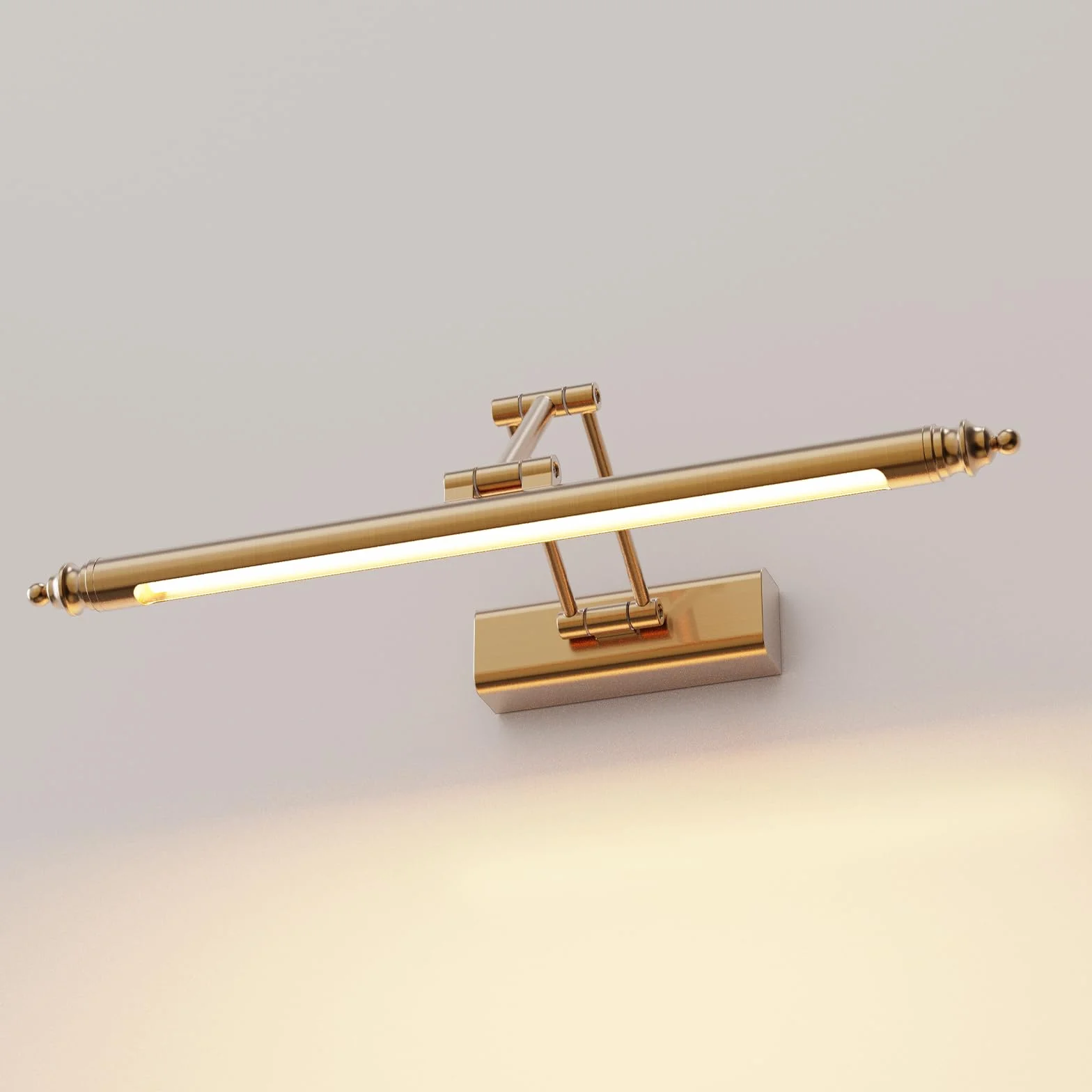 Lampada da Specchio Bagno Vintage, Luce Specchio Bagno LED Ottone Retro, Regolabile Applique in Acciaio Inox, Impermeabile IP44 Bianco Caldo 3000K (60CM12W)