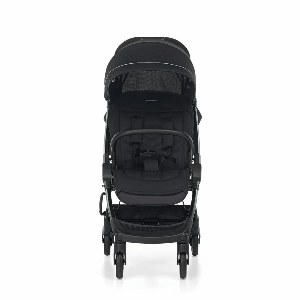 Foppapedretti Passeggino Leggero Ciao, 0-22 kg, Chiusura 1 mano, Self-Standing, Schienabile Regolabile, Ruote Ammortizzate, Telaio Alluminio, Nero