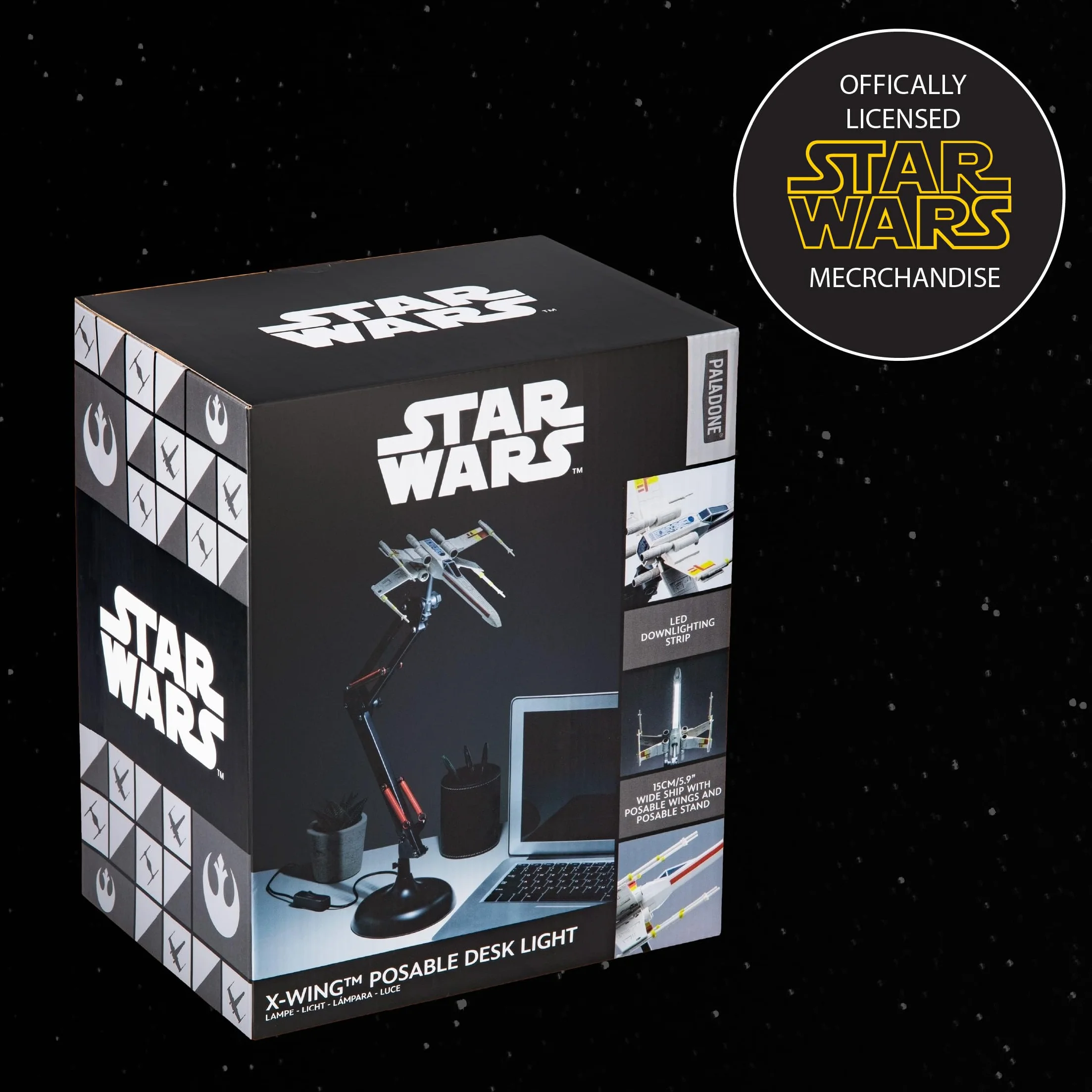 Luce da Scrivania Star Wars X Wing Replica con Illuminazione LED, USB, 15cm Larga