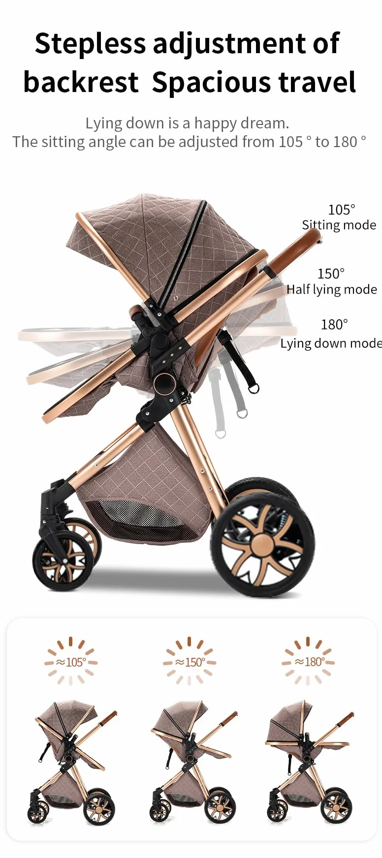 YAZOCO Passeggino Trio 3 in 1 Carrozzina Multifunzionale Pieghevole Neonato