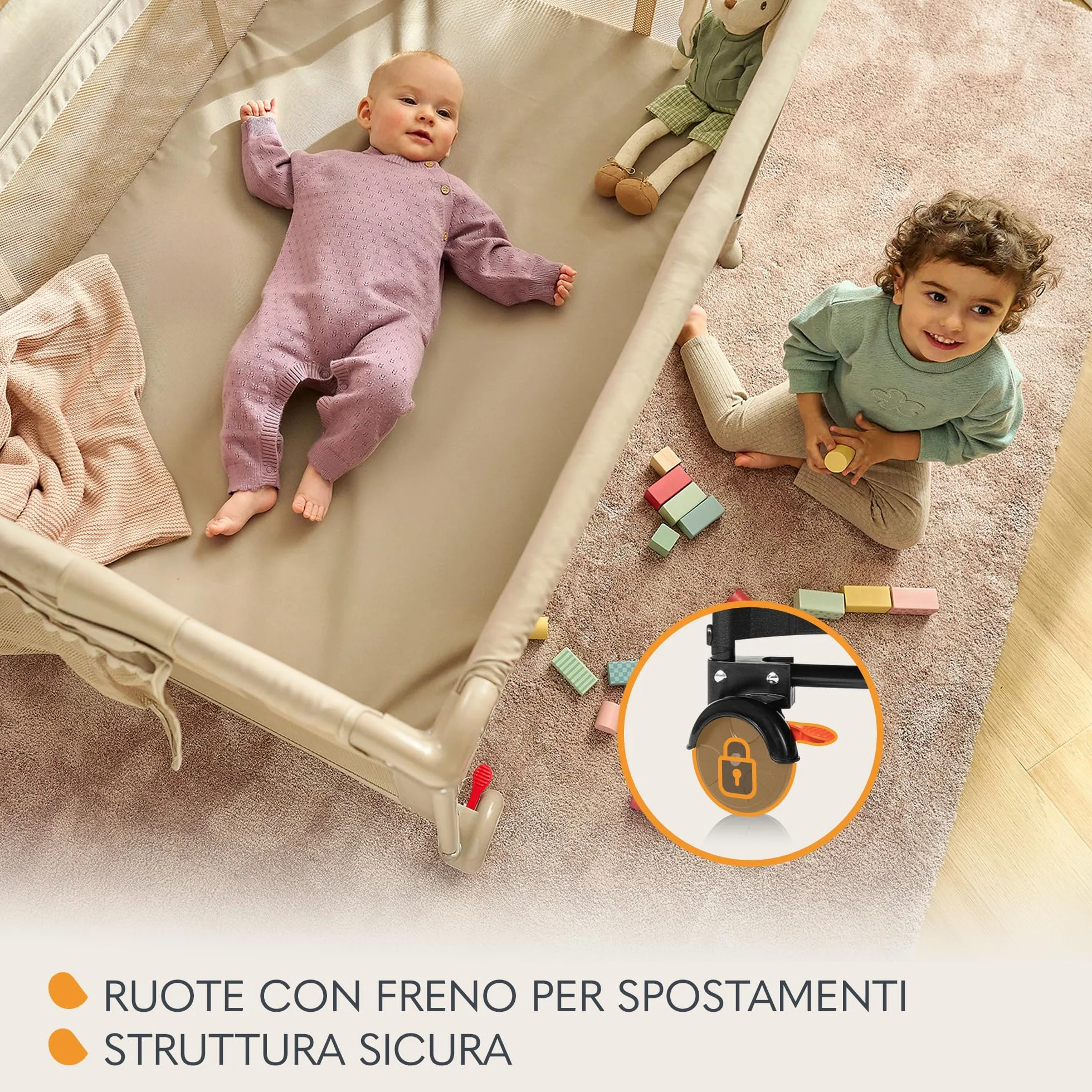 Lionelo LAURA Lettino da viaggio 2 in 1 fino a 15 kg per bambini 0-36 mesi Materassino in schiuma T25 2 livelli altezza Borsa viaggio Ruote con freno