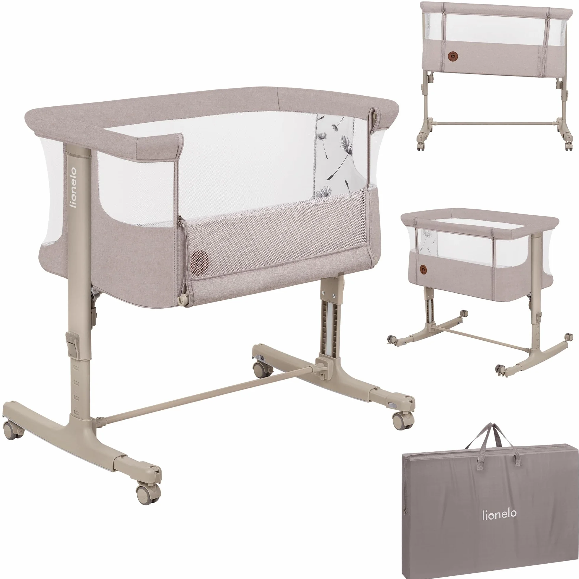 lionelo Aurora 3in1 Culla Co-sleeping Lettino da viaggio neonato 9kg Regolabile altezza inclinazione