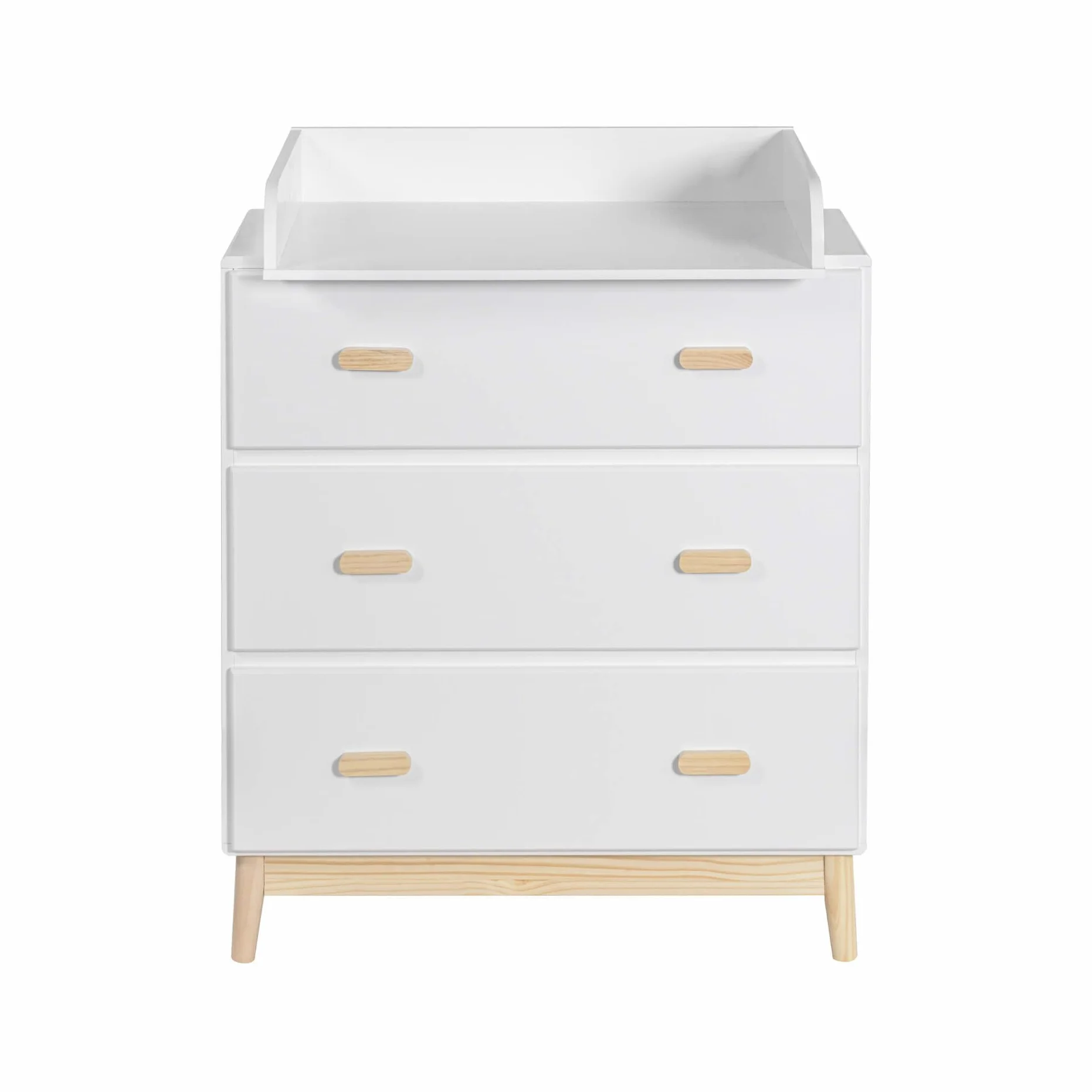 Rebecca Mobili Fasciatoio con Cassetti 3 Cassetti Bianco Marrone MDF Pino 100x80x42 cm