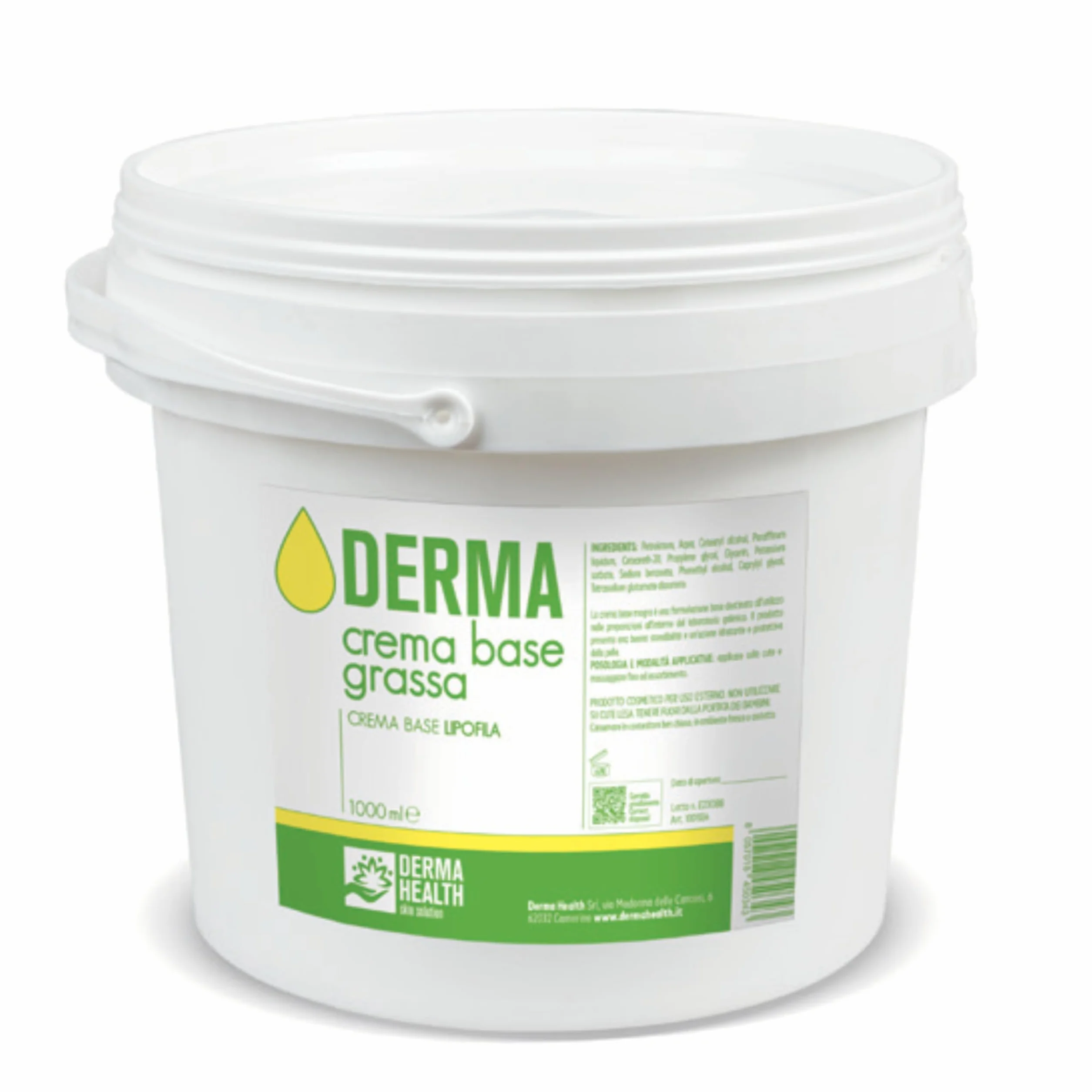 Derma Health® Crema Base Lipofila Emulsione Neutra Grassa pura 1 kg, Ideale per uso farmaceutico cosmetico dermatologico Made in Italy