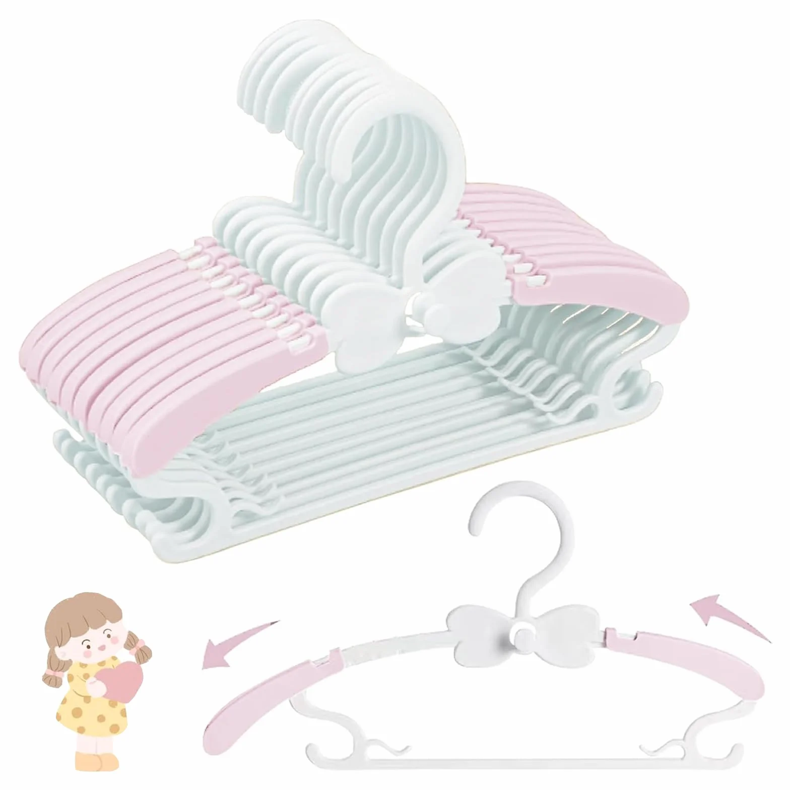 WJWSKI Grucce Bambini 20pcs Impilabili Anti-Scivolo Rosa Bianco