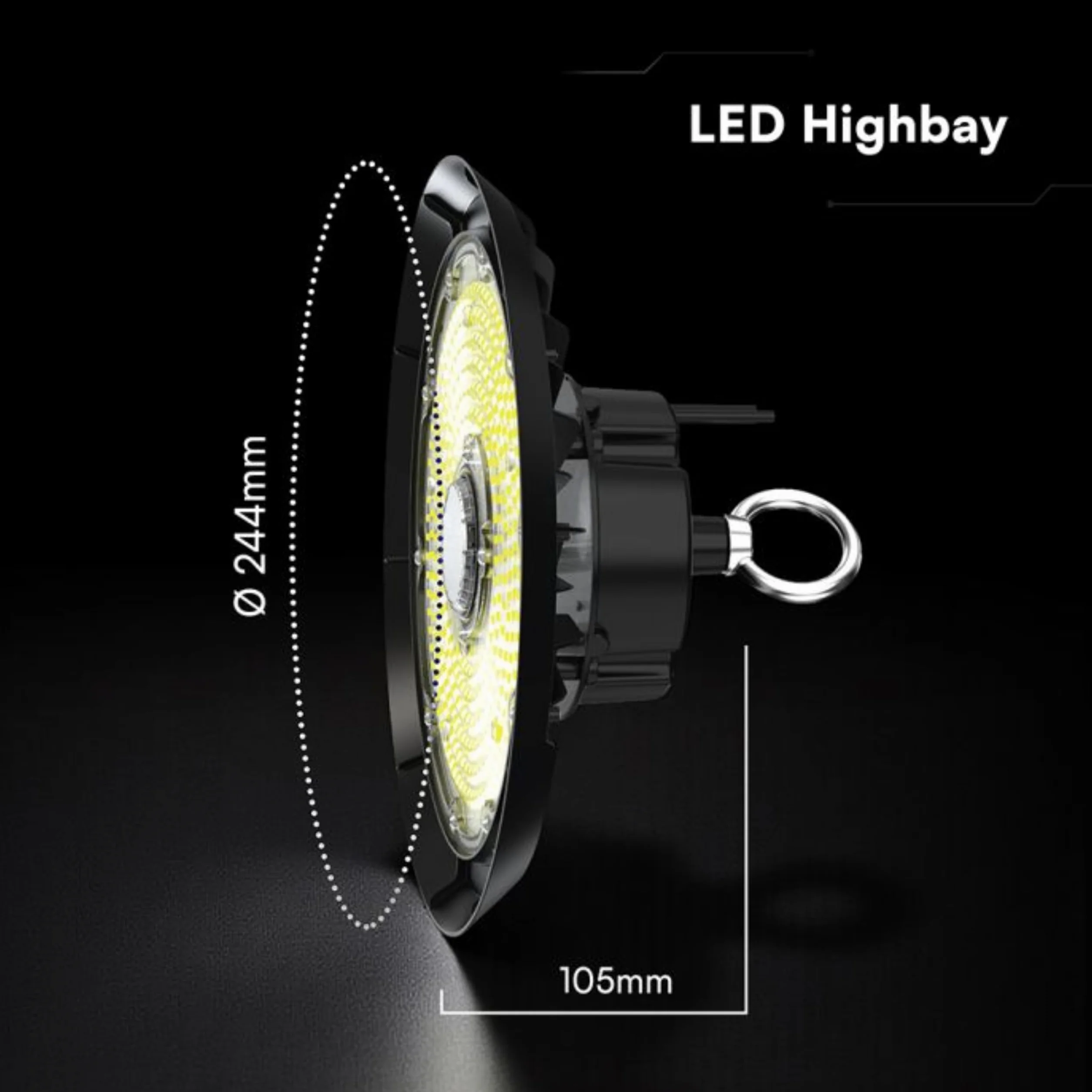 V-TAC Faro Industriale Led UFO potenza 100W - [CHIP CREE LED - RISPARMIO ENERGETICO ] - Lampada Industriale 13500 lm per Magazzino, Fabbrica, Officina - IP65 - Campana - Luce Naturale 4000K