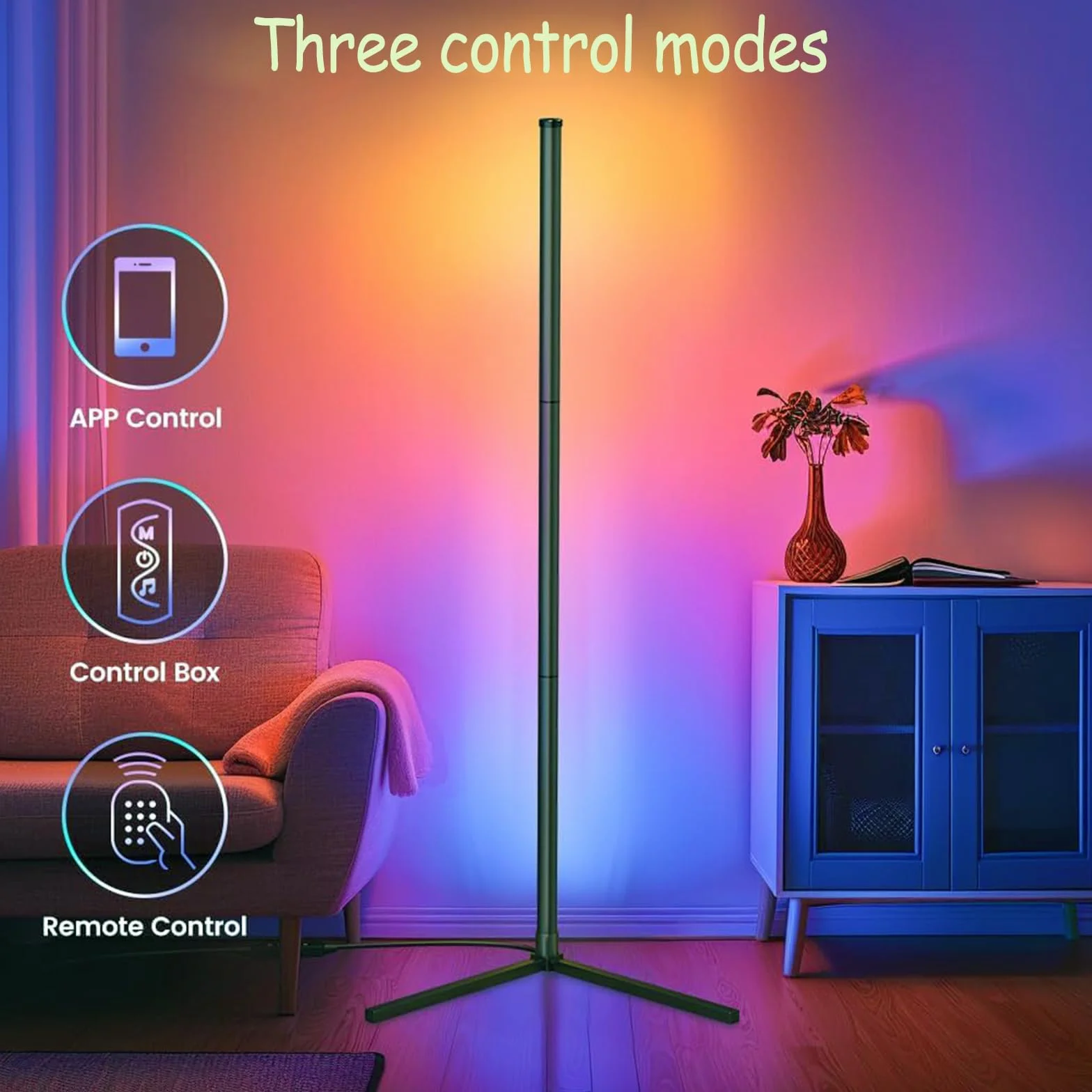 Lampada da Terra LED,155CM, RGB Piantana Dimmerabile con APP e Telecomando, Musica Sincronizzazione, Smart Lampade da Terra Salotto, Piantana LED per Soggiornoe Camera da Letto