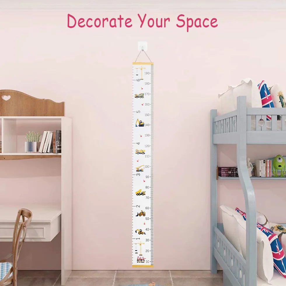 Grafico Crescita Bambini Tela Rimovibile con Gancio 200cm x 20cm