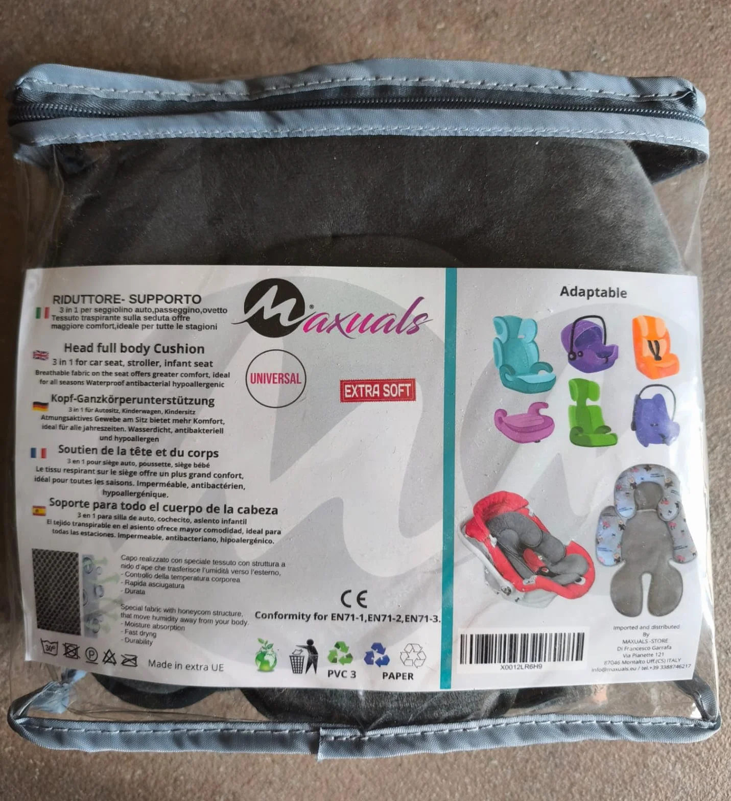 Riduttore Passeggino Universale Ovetto Neonato Cuscino Seggiolino Auto Culla Traspirante Leggero Protezione Testa Bimbo 0-12 Mesi