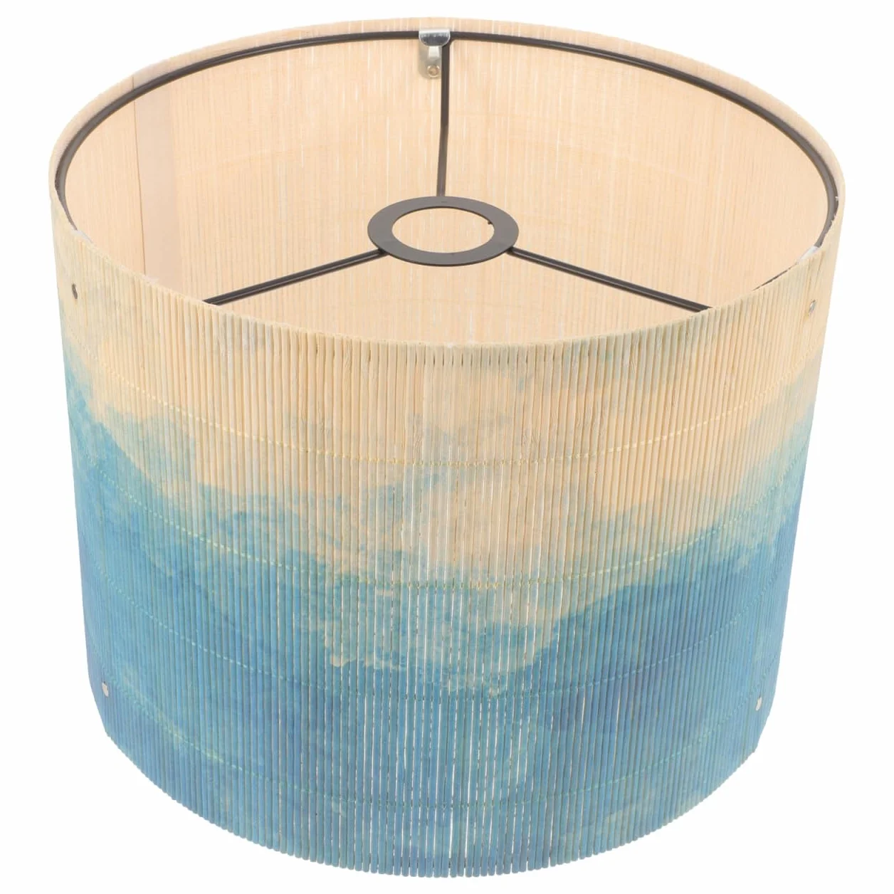 OSALADI Paralume a tamburo vintage in bambù stampato, copertura della luce per lampadari, lampada da terra e lampada da tavolo, blu