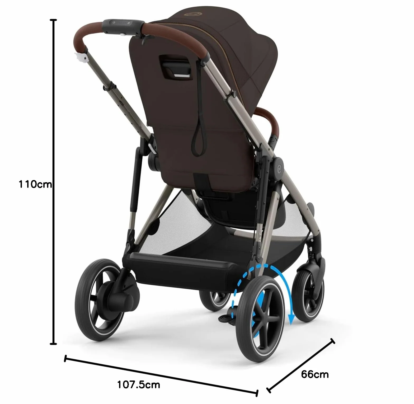 CYBEX Passeggino Gold e-GAZELLE S, max. 22 kg, sistema all-in-1 con azionamento elettrico, Chocolate Brown