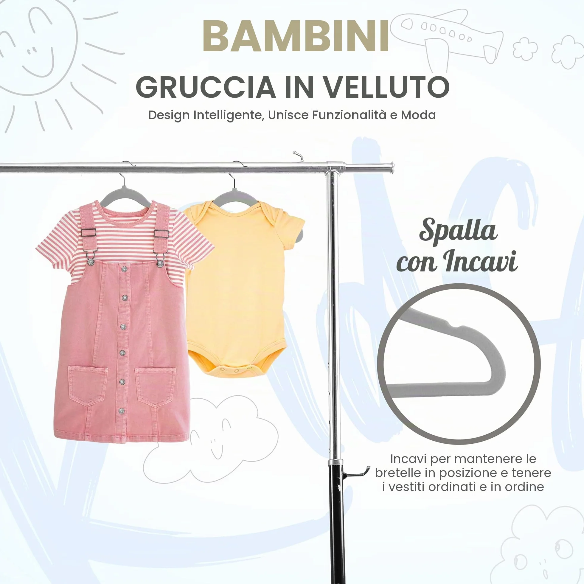 Utopia Home Grucce per bambini in velluto 28 cm Grigio Confezione da 30