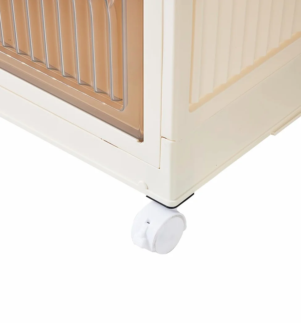 RMAN Scatole Plastica con Coperchio 58L Portaoggetti con Ruote Pieghevole Scomparto Rimovibile Bianco